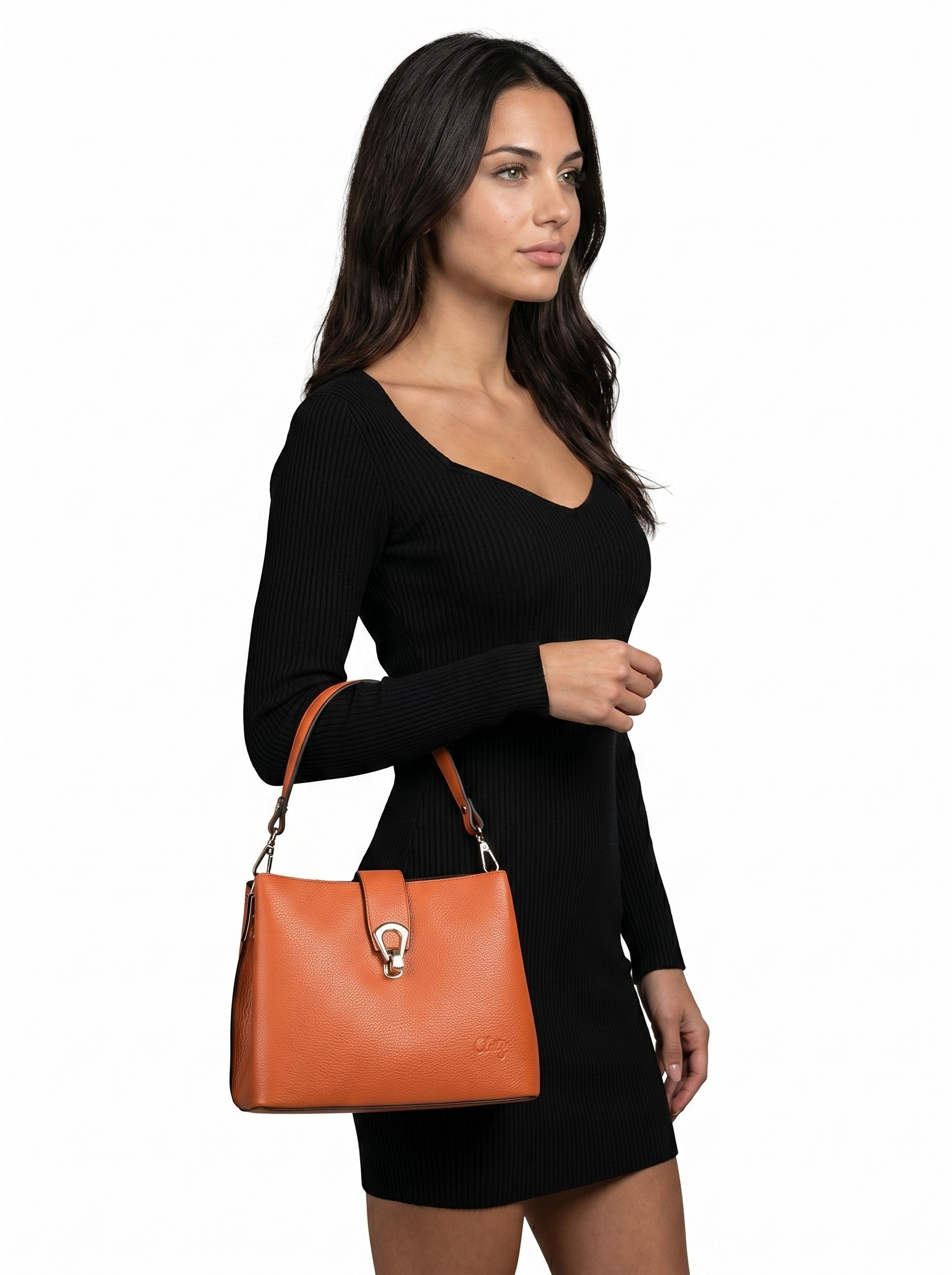 Cluty Sac à bandoulière cuir véritable, fabriqué en Italie