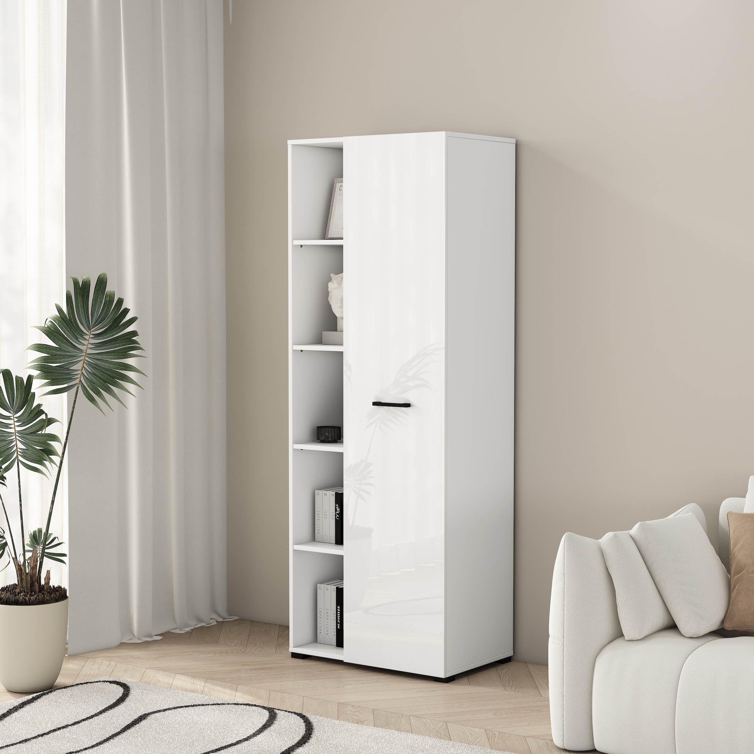 GOODproduct Armoire de classement »Moid, moderner Mehrzweckschrank,« Masse: 64,5x41,5x175 cm, 5 Fächer mit viel Stauraum