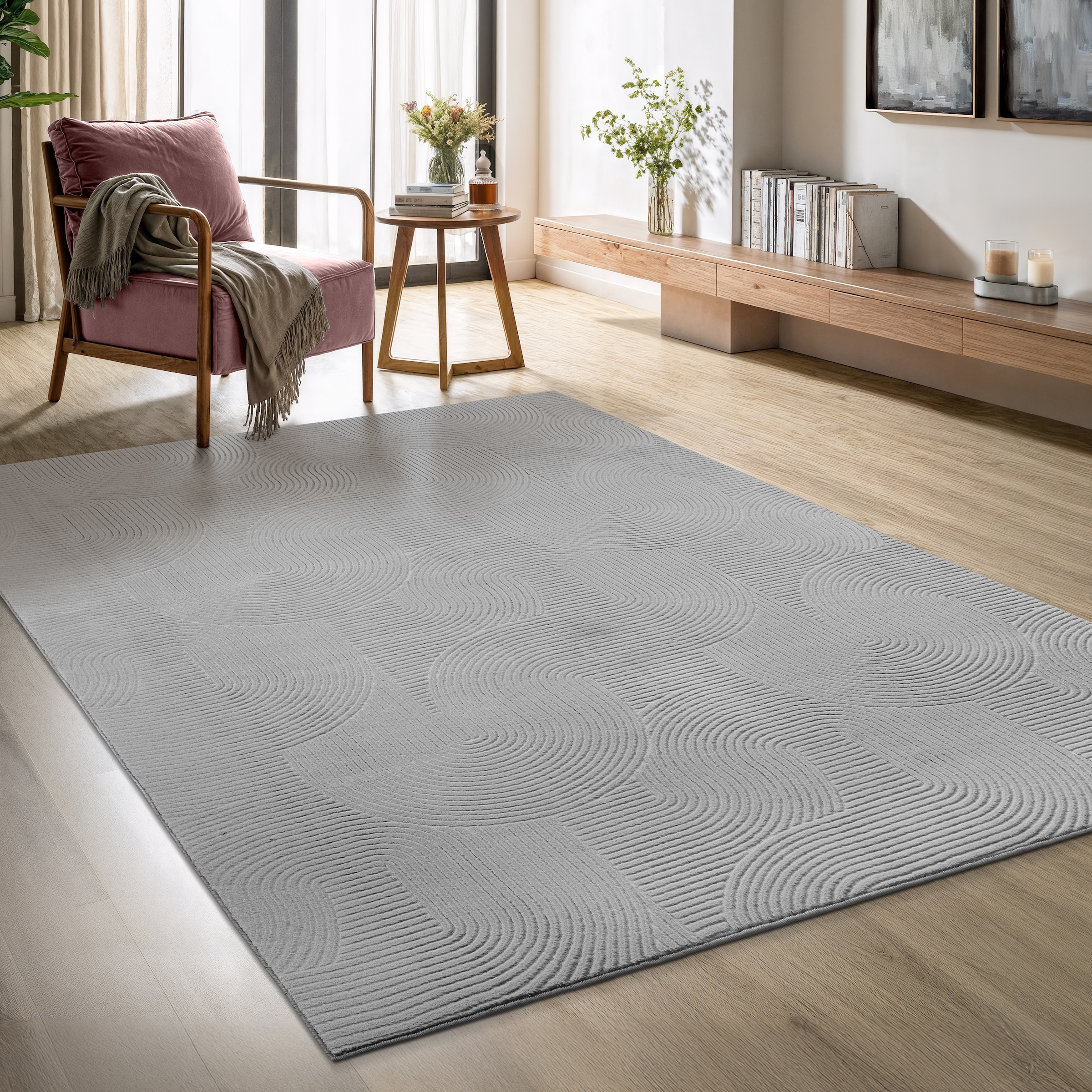 GOODproduct Tapis design »Zoelle 3D Optik/Hoch-Tief Effekt« Rectangulaire 8 mm Höhe avec dos antidérapant, agréablement doux, tapis salon design bohème