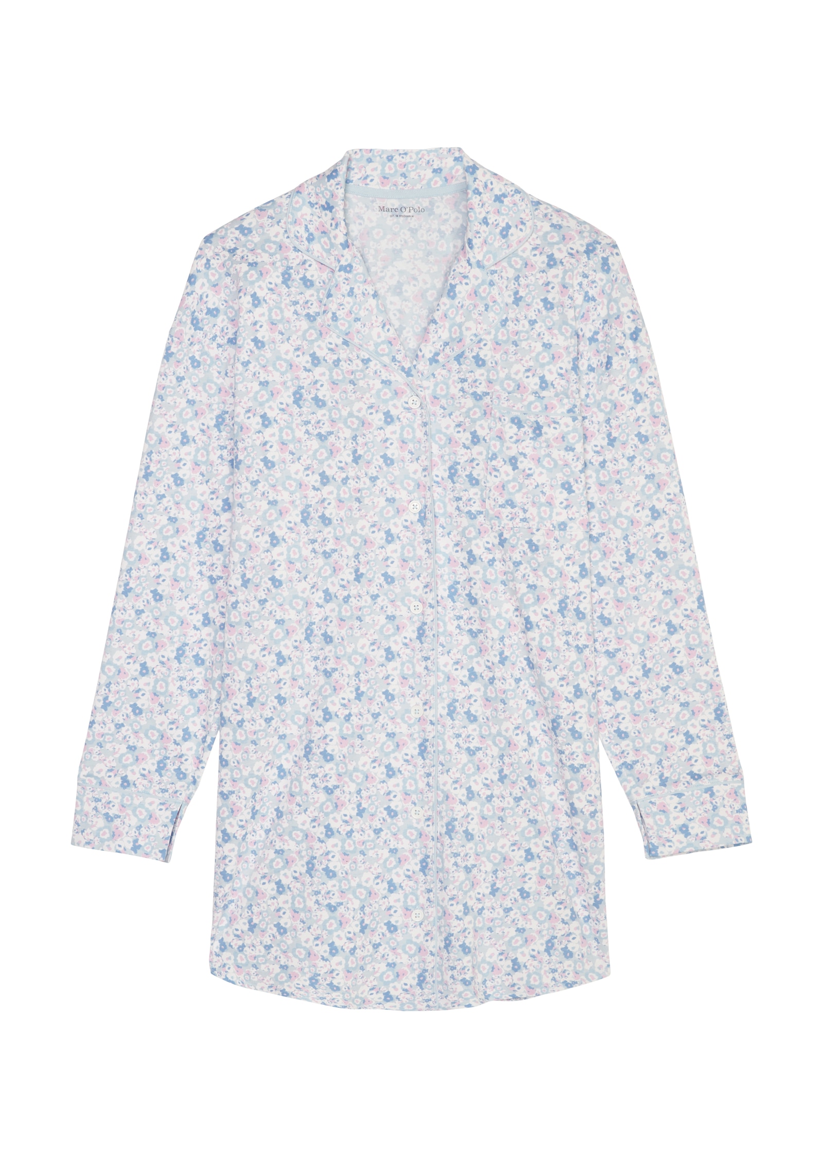 Marc O'Polo Nachthemd »Mix & Match Cotton« Brusttasche mit Bowlingkragen, Brusttasche und modernem Allover-Print