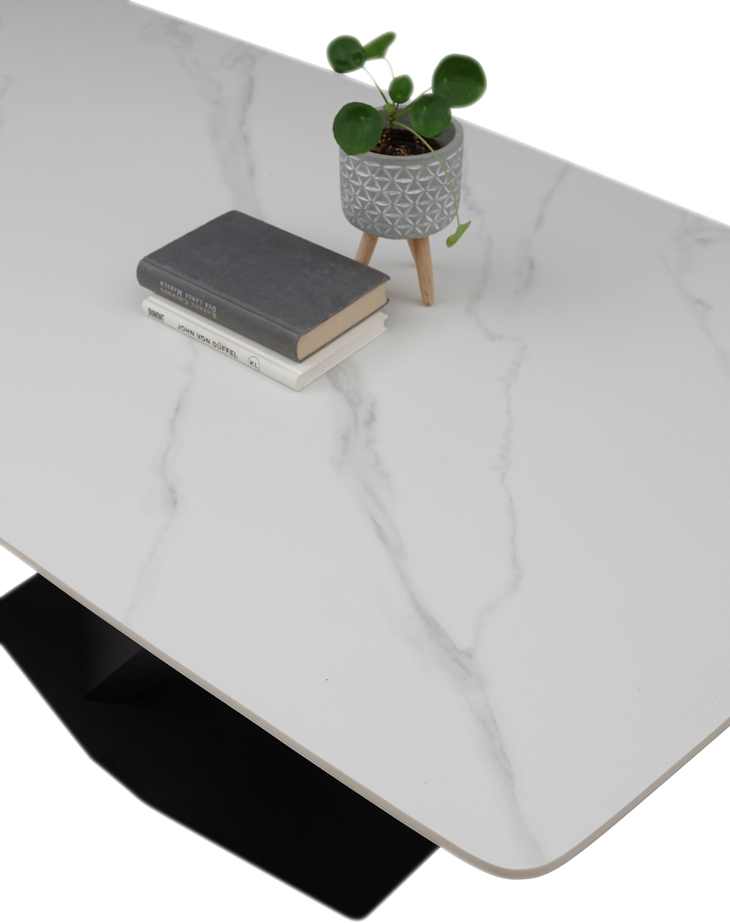 Stolkom Esstisch »Ventura Esszimmertisch Keramik, Esstisch Keramik BxHxT 180x75x90 cm« Keramikoberfläche abgerundete Ecken, Metallgestell schwarz matt