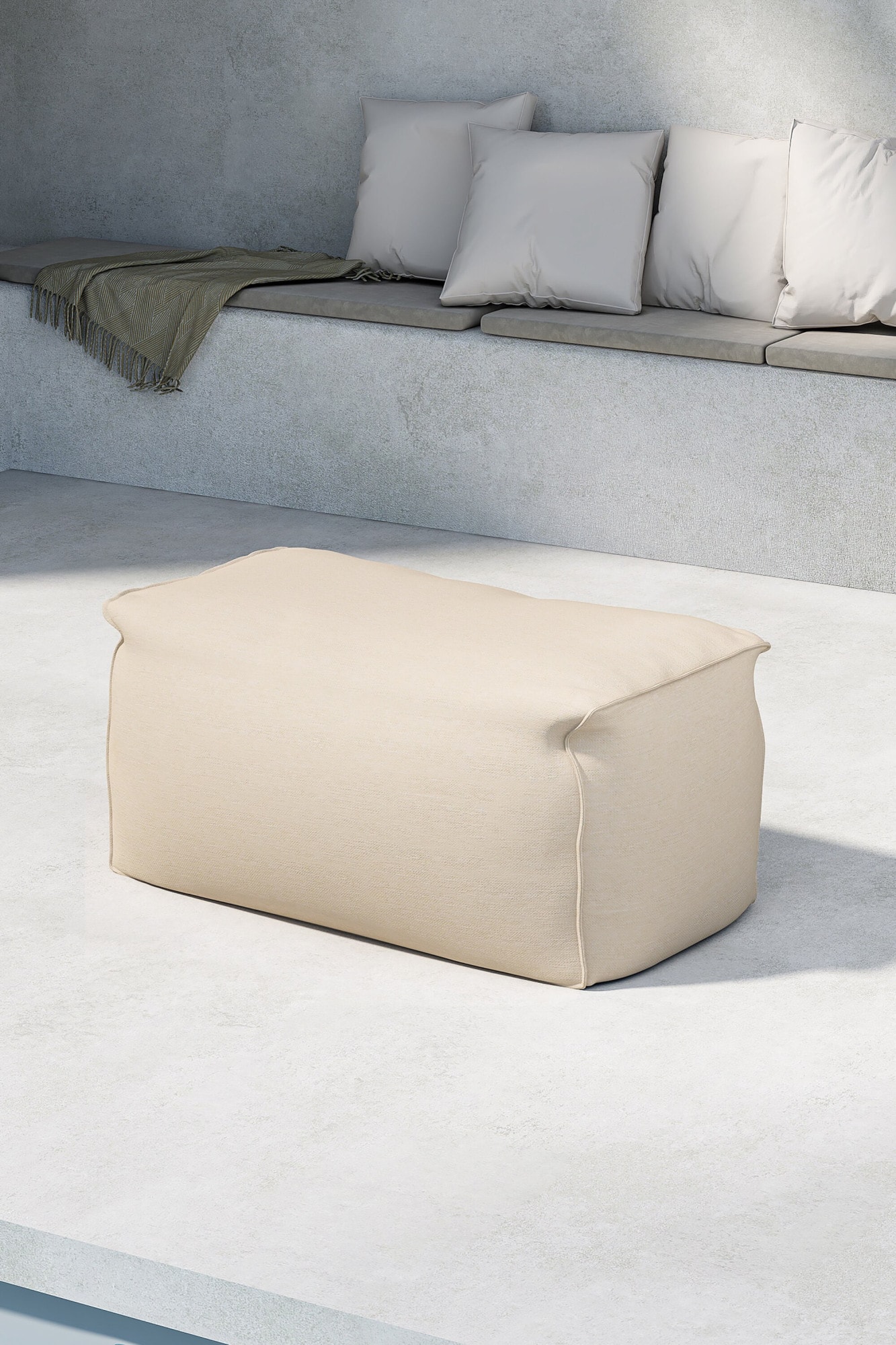 Venture Home Tabouret de salon de jardin »Redang, Outdoor-Hocker 75 × 40 × 33 cm in Beige, belastbar bis 150 kg« Loungehocker, Olefin-Bezug, Polystyrol-Füllung, kompakt, vielseitig