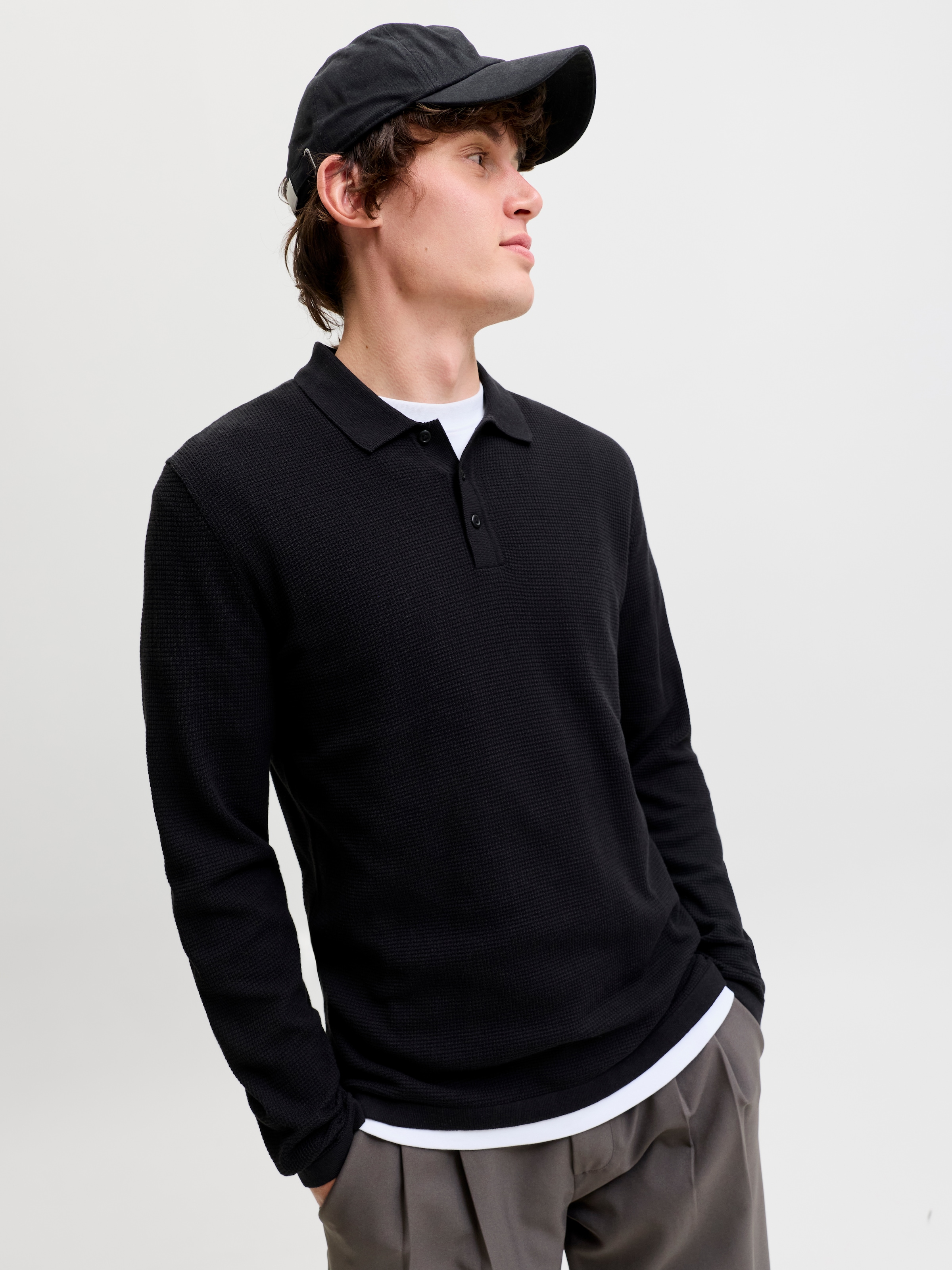 Jack & Jones Pull à col polo »JJEAUSTIN KNIT LS POLO SN« mélange coton, coupe régulière