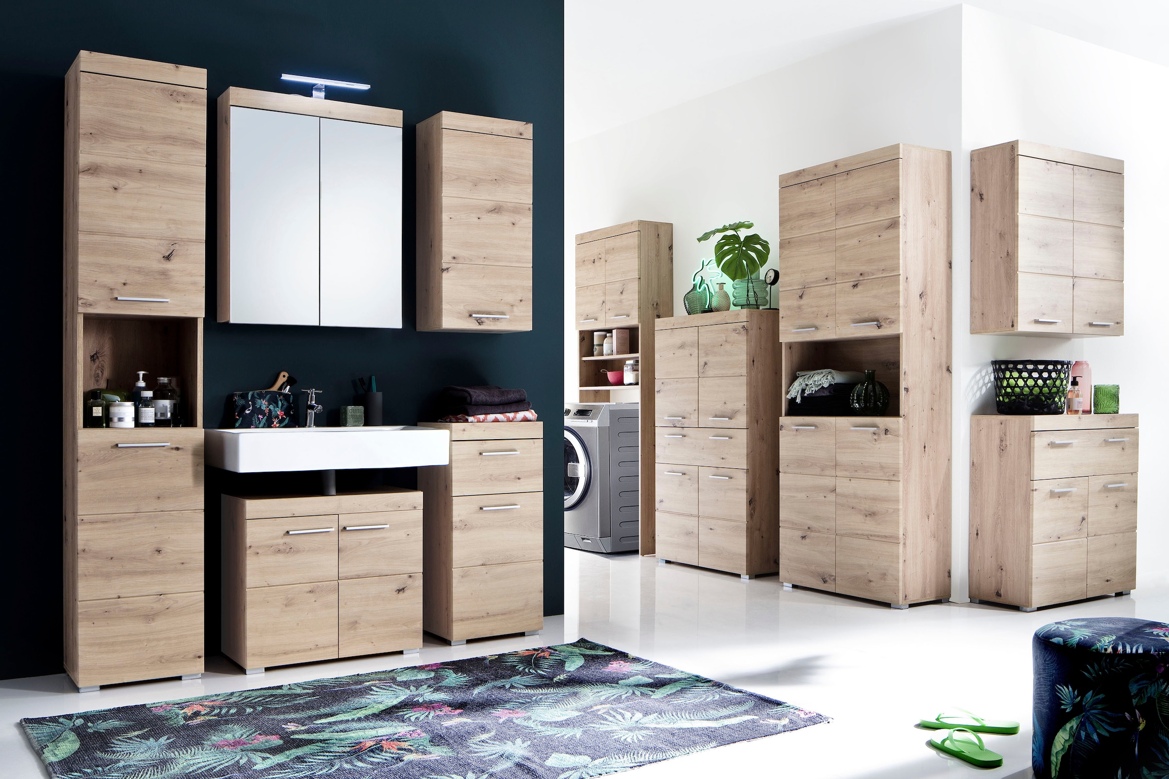 welltime Armoire intermédiaire »Avena« armoire debout avec 4 portes, 1 tiroir - (L/P/H) 73/31/130 cm