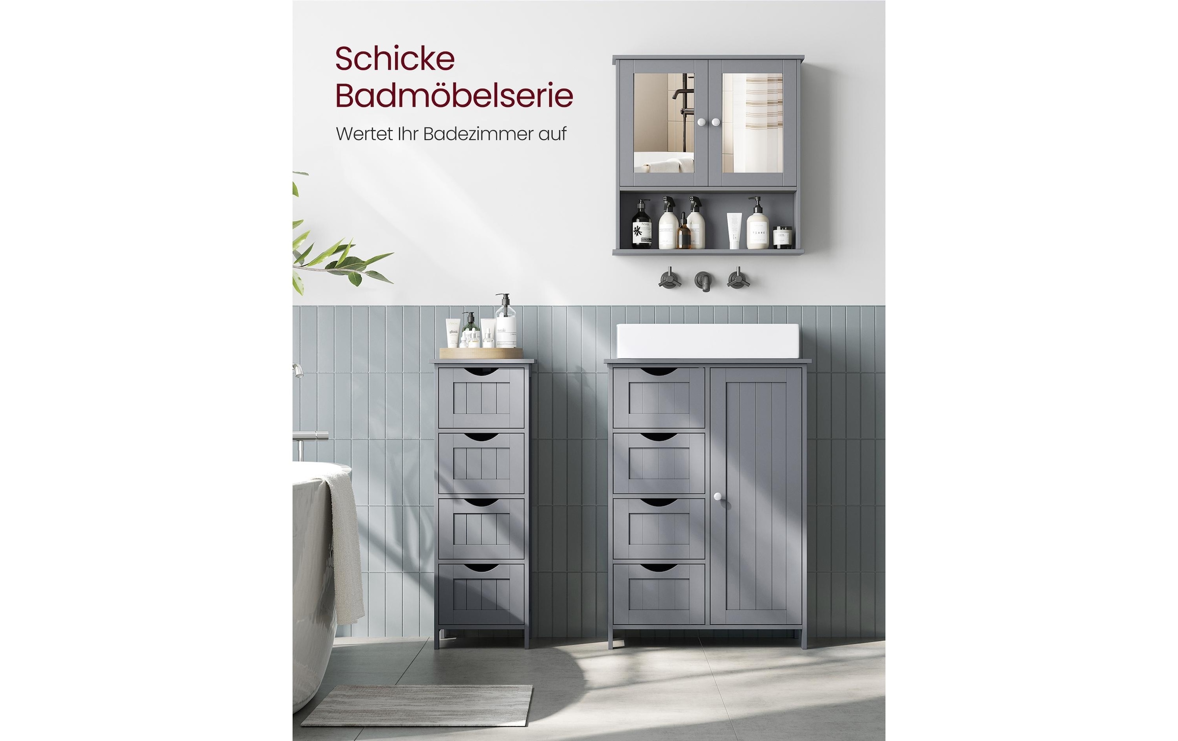 VASAGLE Spiegelschrank »MDF, 13 x 56.5 x 58.5 cm«