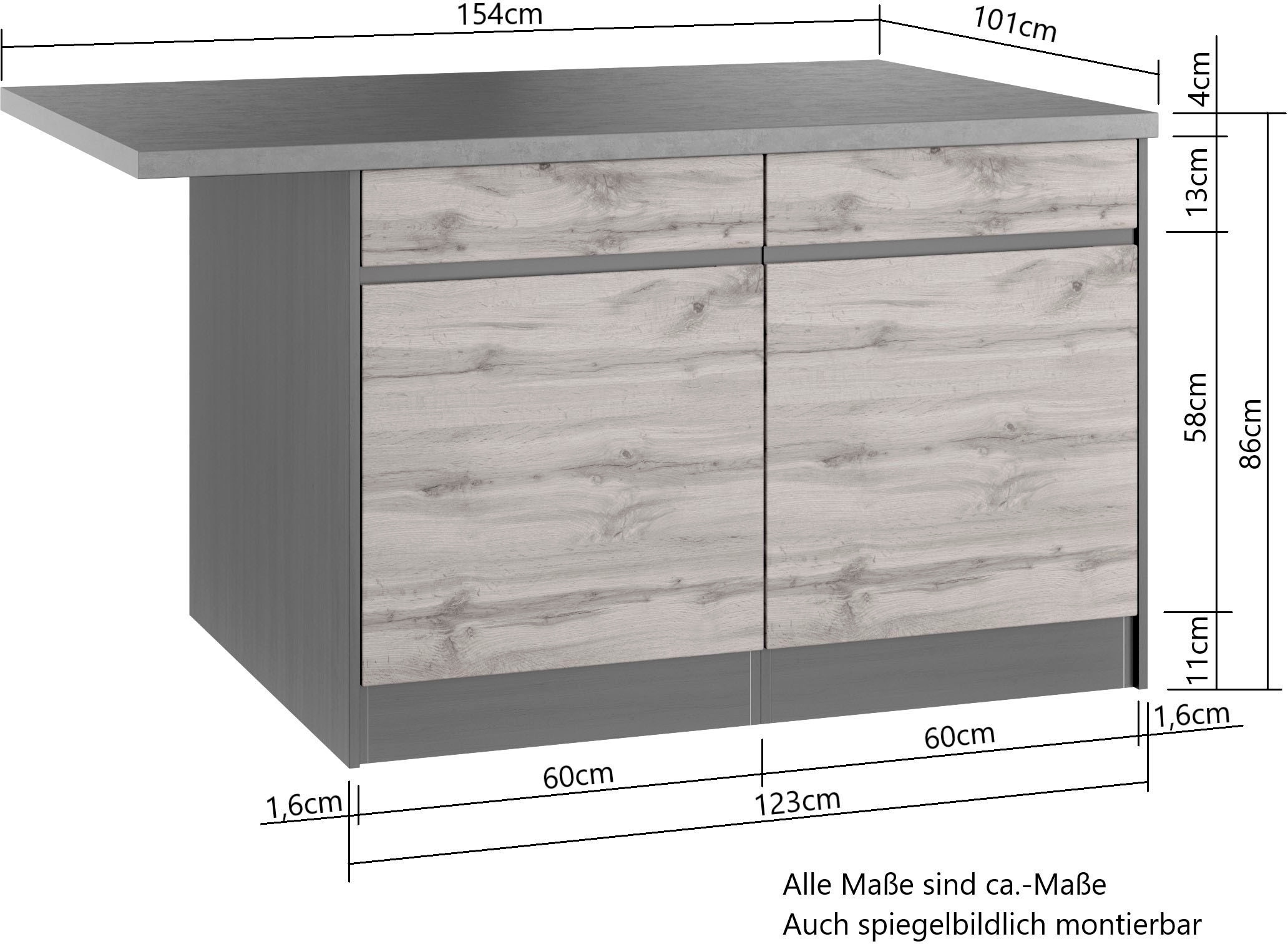 KOCHSTATION Winkelküche »KS-Riesa« Stellbreite 340x150 cm, wahlweise mit oder ohne E-Geräte