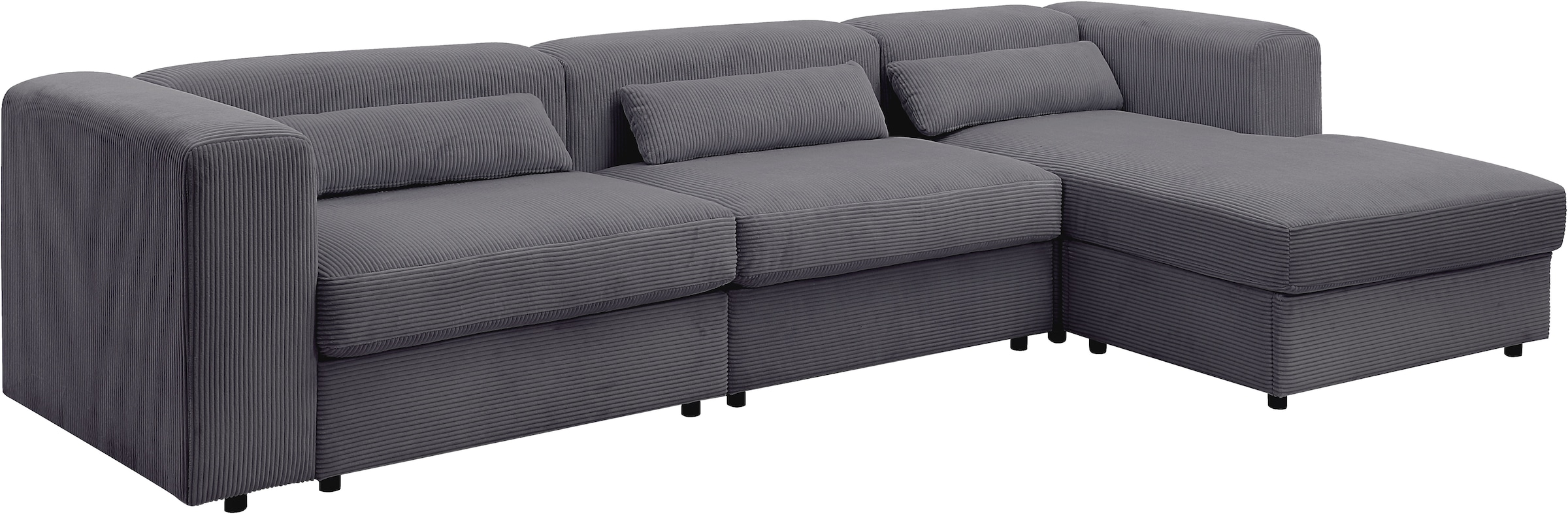 GOODproduct Ecksofa »Uno, L-Form, Breite: 307cm« beidseitig montierbarem Longchair,mit Taschenfederkern, in Cord