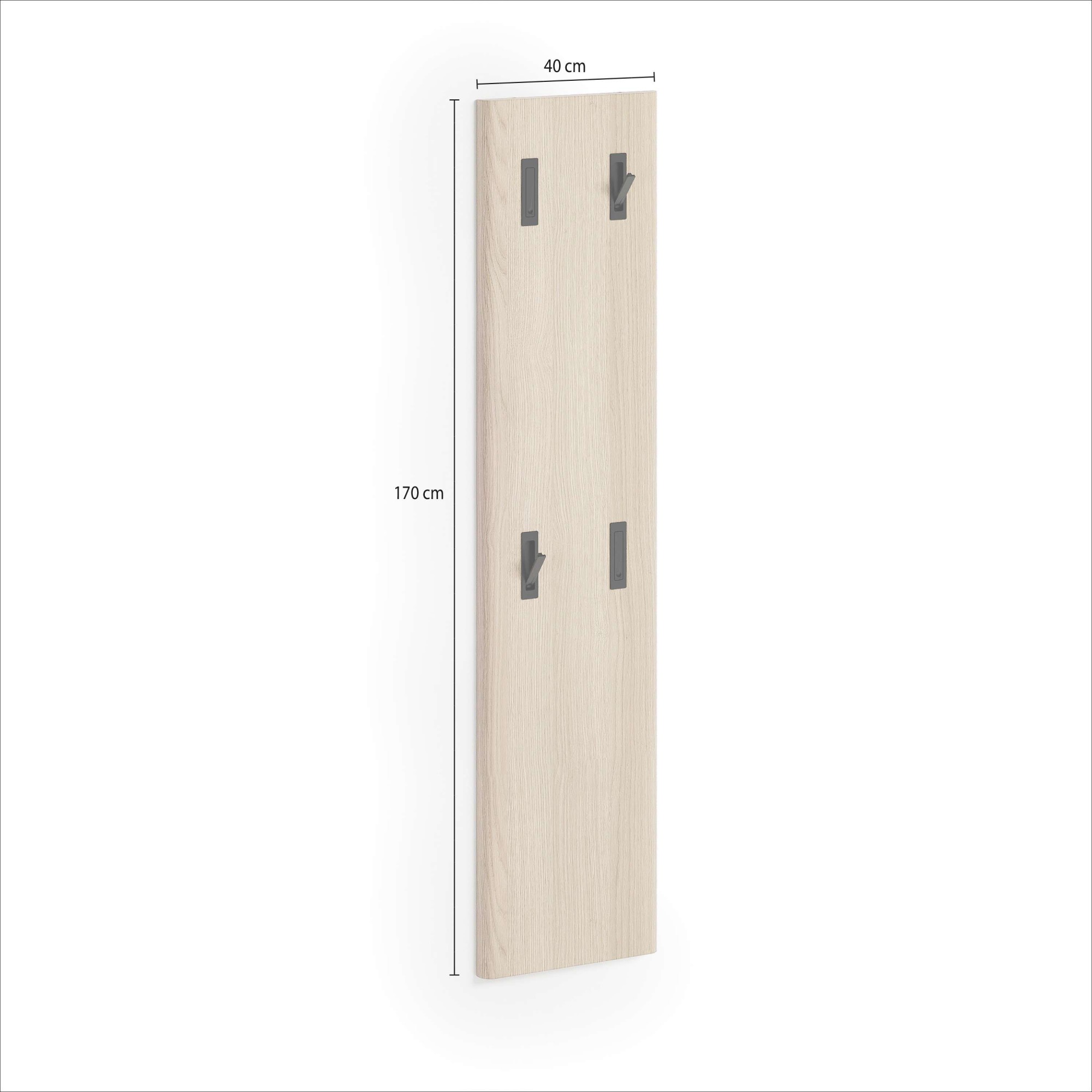 Home affaire Panneau de vestiaire »DILLON, Garderobenwand, Paneel, 4 Klapphaken, Made in Italy,« 1 cuis tlg. Largeur 40 cm, hauteur 170 cm, côtés arrondis, Made in Italy