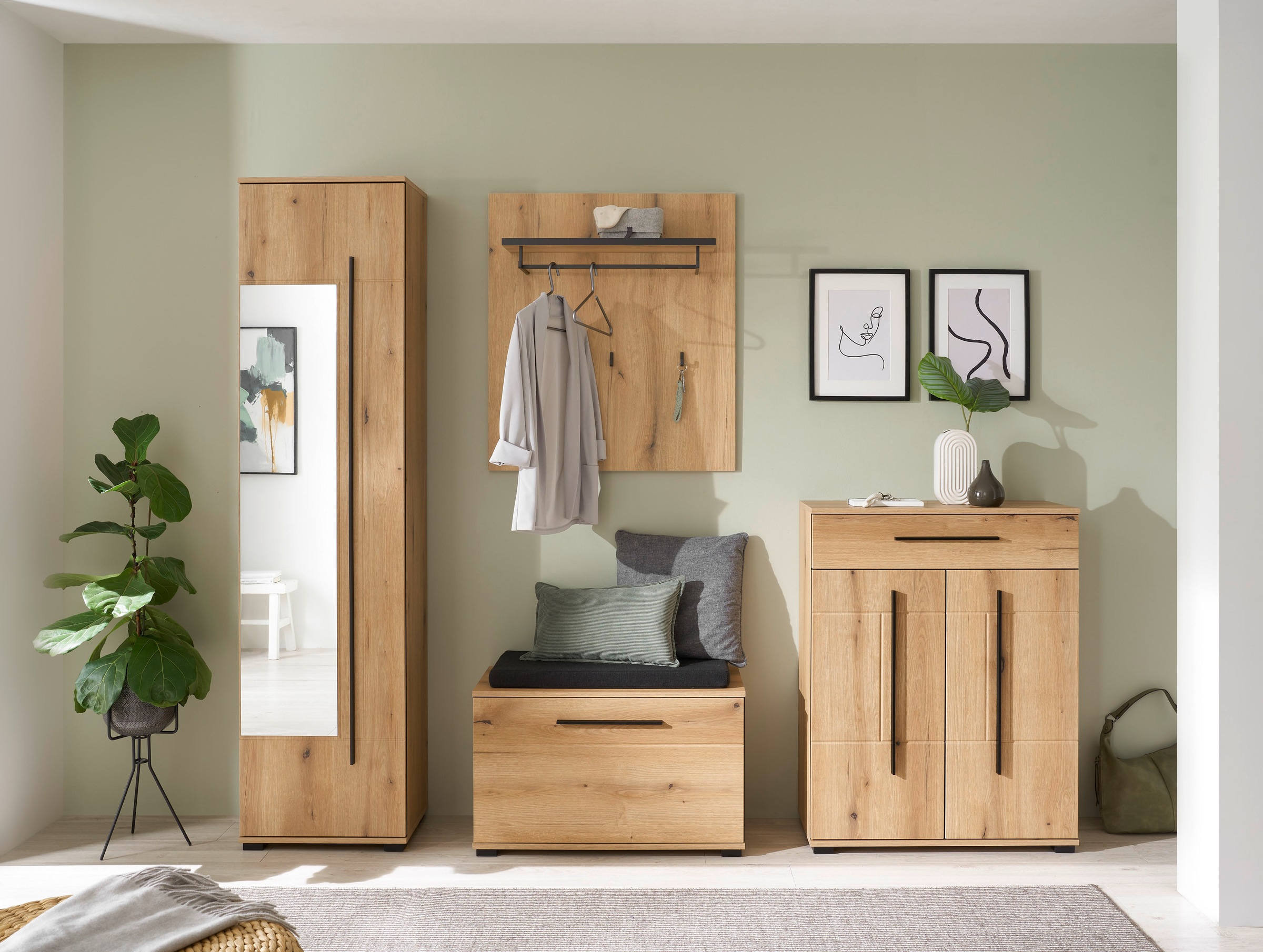 Home affaire Panneau de vestiaire »Cantara, Wandregal, Flurgarderobe mit Hutablage, Kleiderstange & Haken« vielseitig einsetzbar, in zwei Farben verfügbar, 79 cm breit