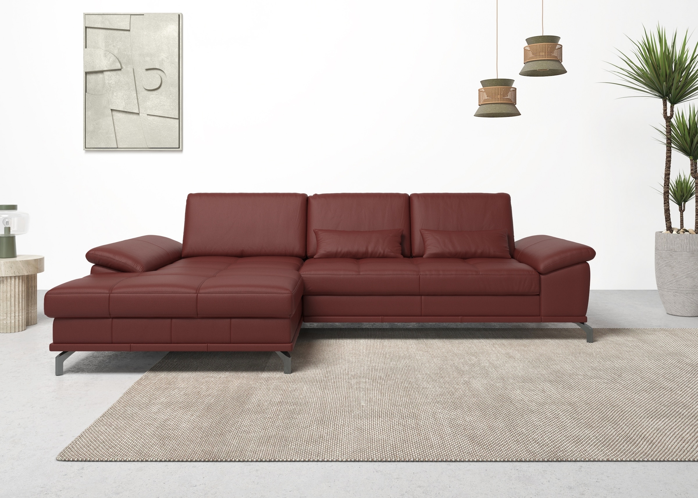 GOODproduct Ecksofa »Costello L-Form, Sitztiefen- & Armteilverstellung, 3 Nierenkissen« optional Schlaffunktion & Stauraum, Federkern