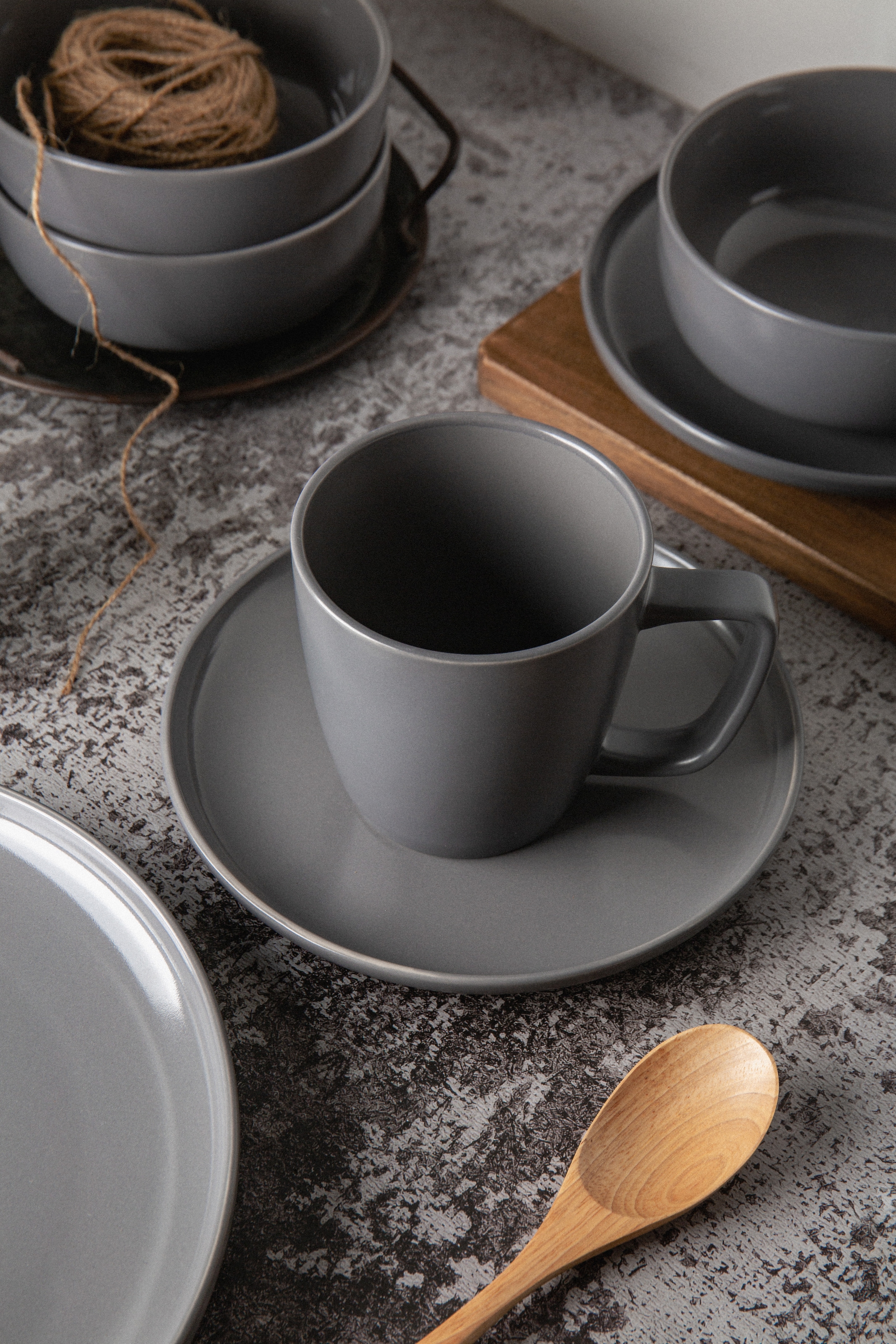 my home Geschirr-Set »Timula, aussen matt, innen glänzend« spülmaschinenfest und mikrowellengeeignet