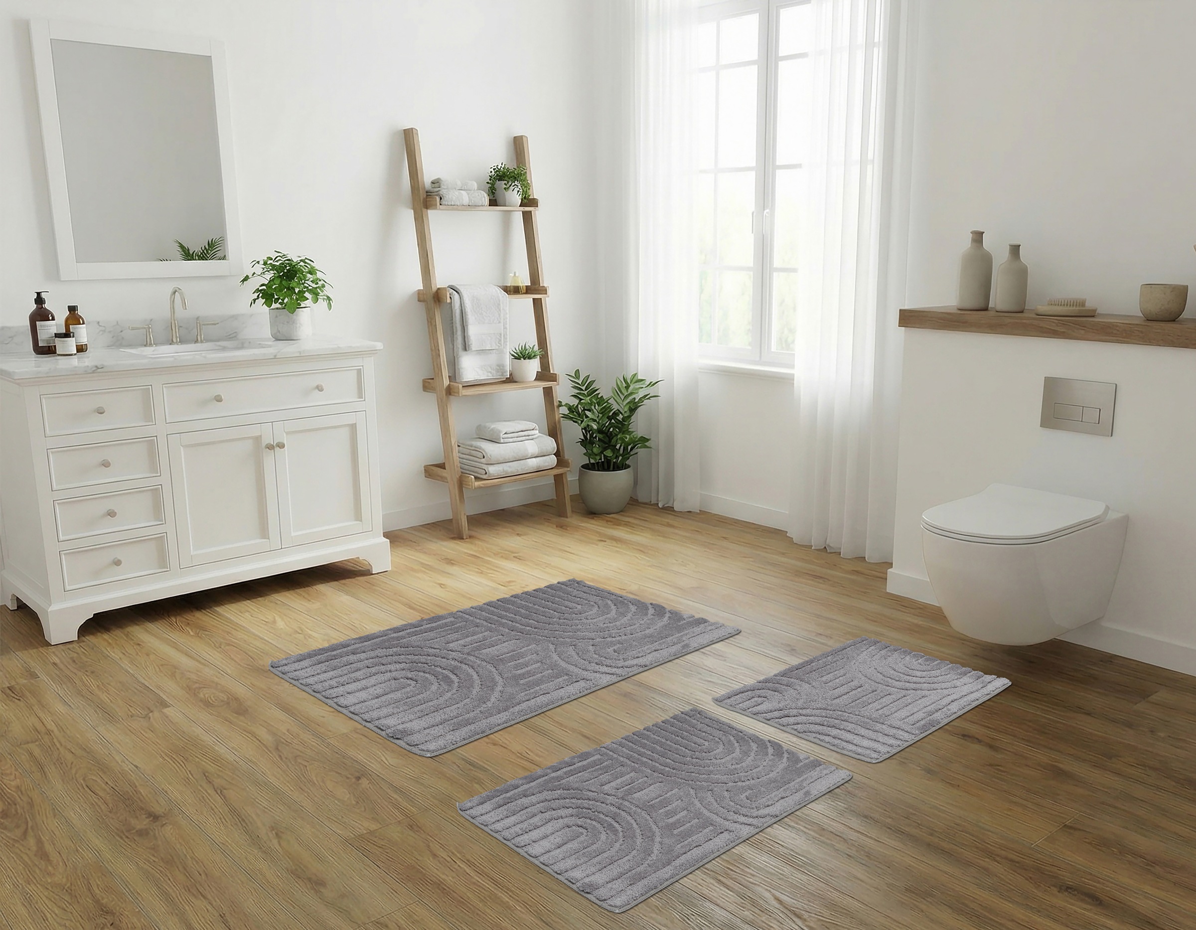 GOODproduct Tapis de bain »Zen, Badvorleger, Badezimmer Teppich, Duschvorleger« Höhe 10 mm revêtement antidérapant Séchage rapide | compatible chauffage au sol couleurs unies, effet relief, motif moderne, Zen