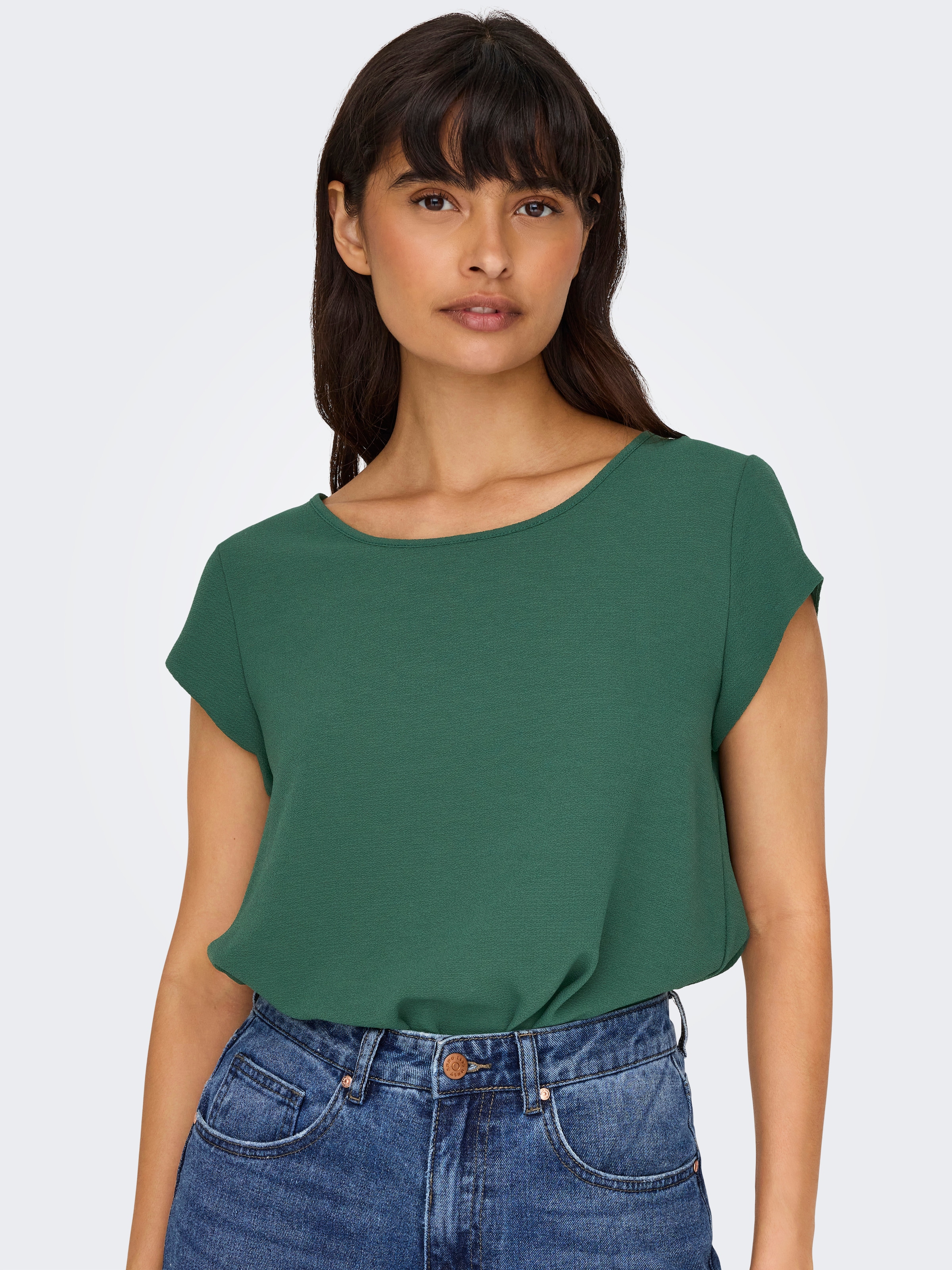 ONLY Kurzarmbluse »ONLVIC – feminines Blusenshirt in lockerer Form« Materialmix, regular fit