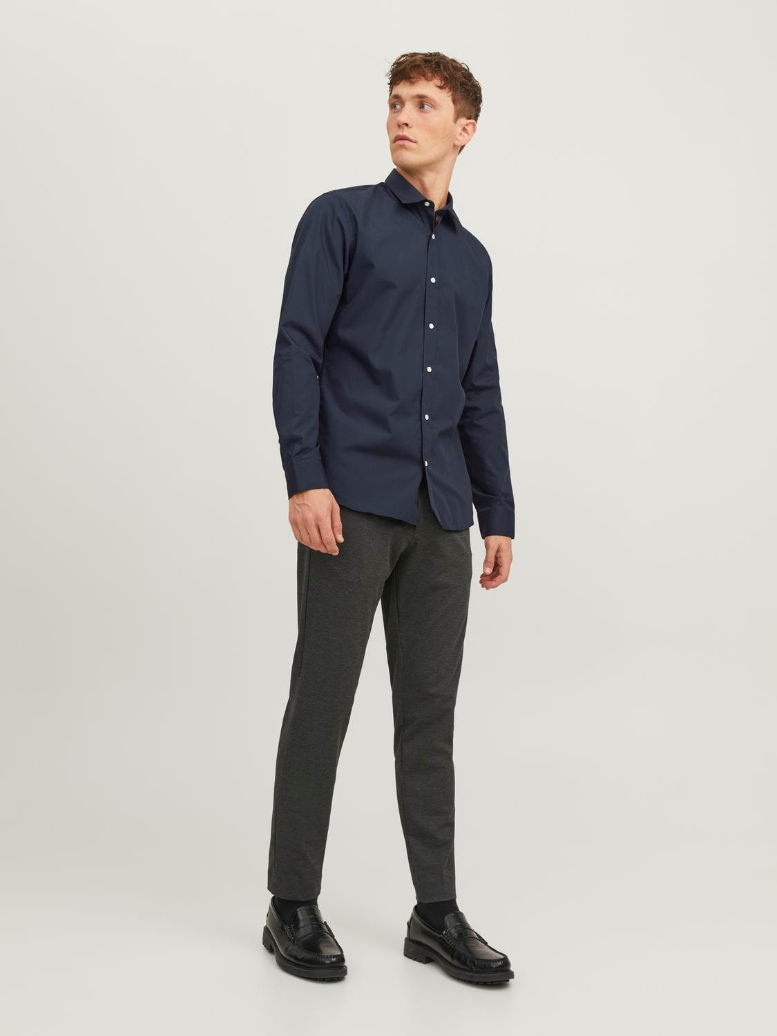 Jack & Jones Langarmhemd »JJJOE SHIRT LS PLAIN« Materialmix, slim fit