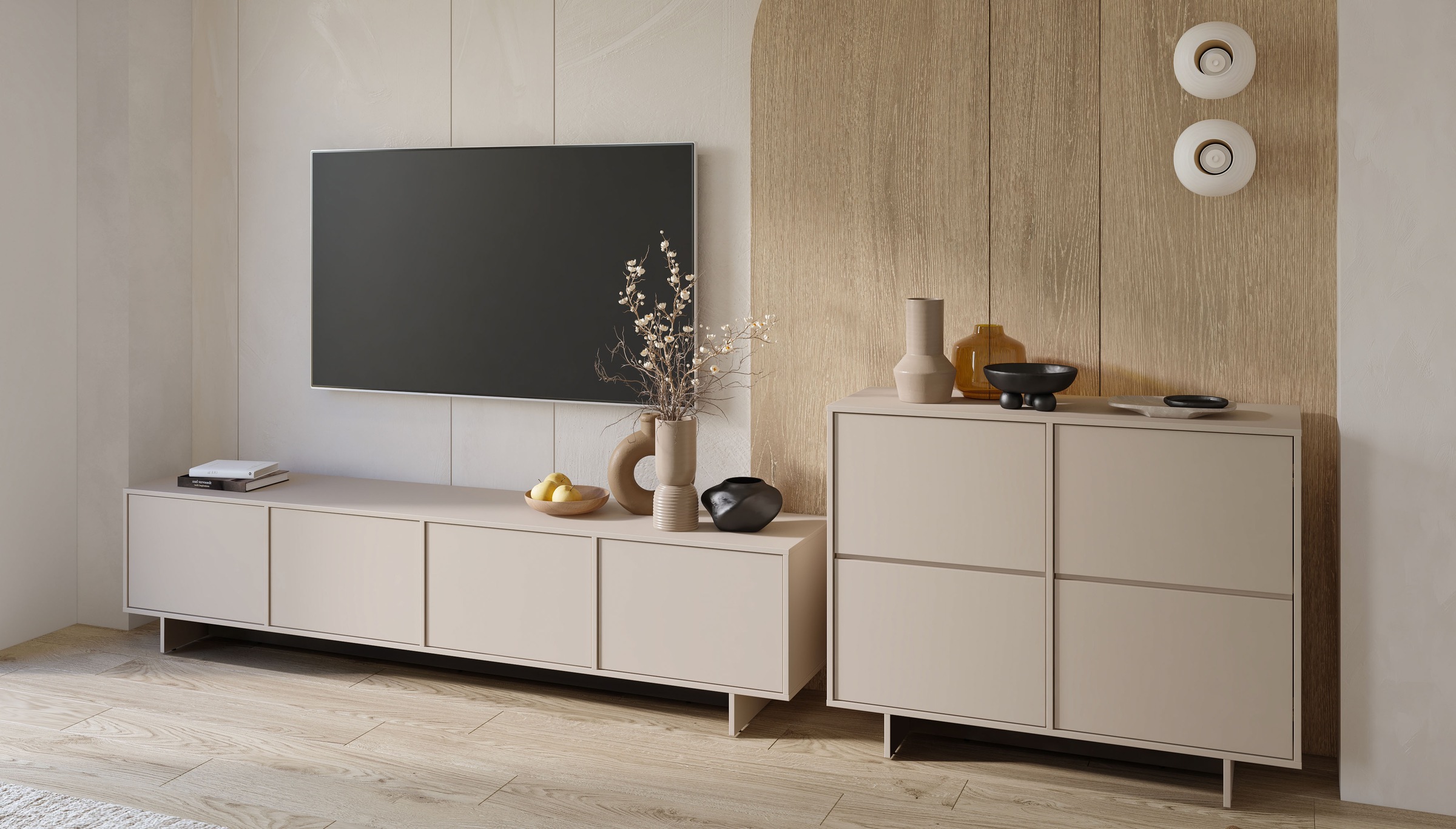 GOODproduct Buffet »Tatami, Stilvolle, moderne grifflose Kommode 2 Türen, Breite 111cm« Anrichte mit viel Stauraum, Böden verstellbar, push-to-open-Funktion