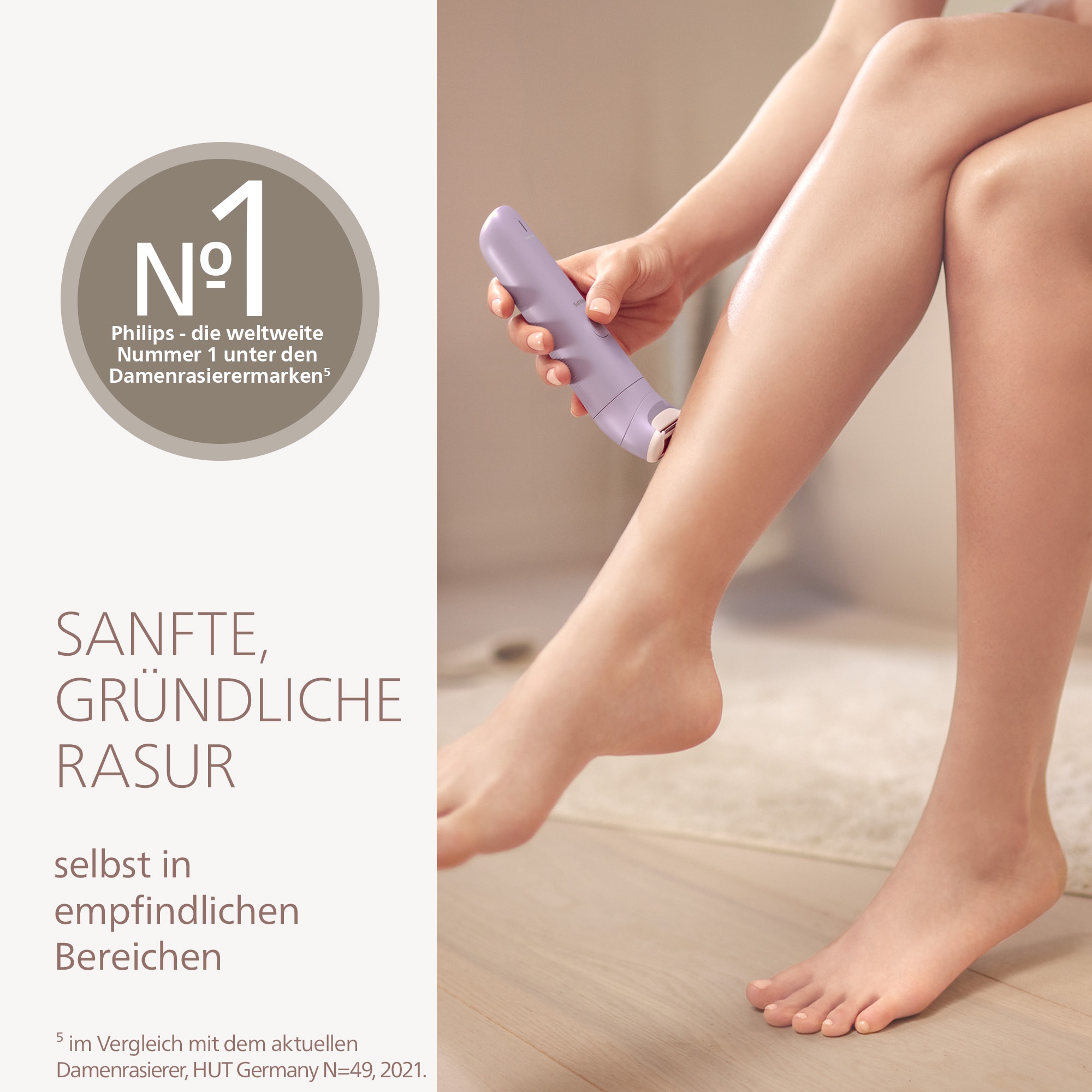 Philips Rasoirs électriques »Lady Shaver Series 6000« 3 cuis Aufsätze kabelloser Rasierer, nass und trocken, inkl. Trimmeraufsatz