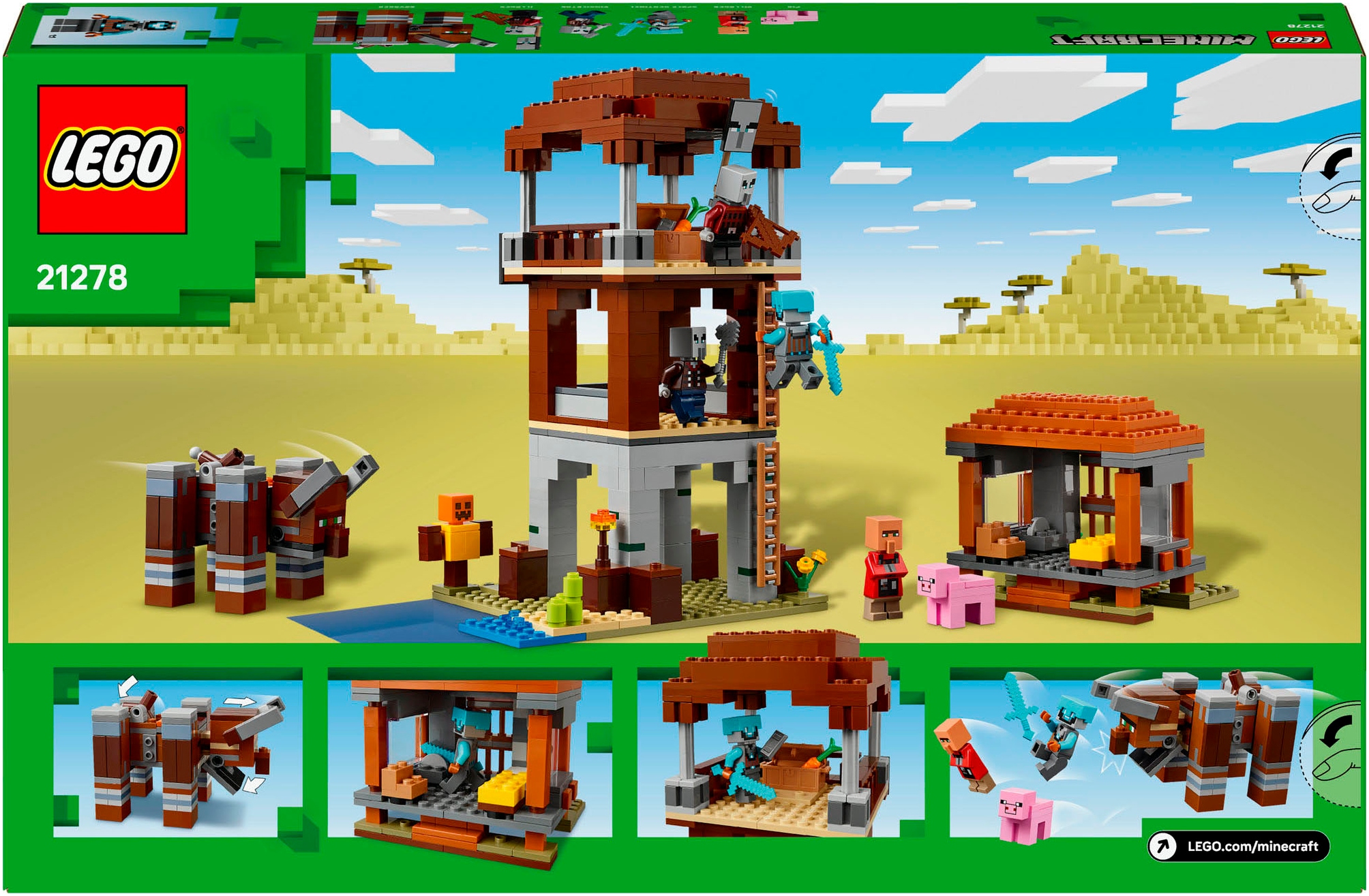 LEGO® Konstruktionsspielsteine »Ein Verwüster am Plünderer-Aussenposten (21278), LEGO Minecraft« Made in Europe