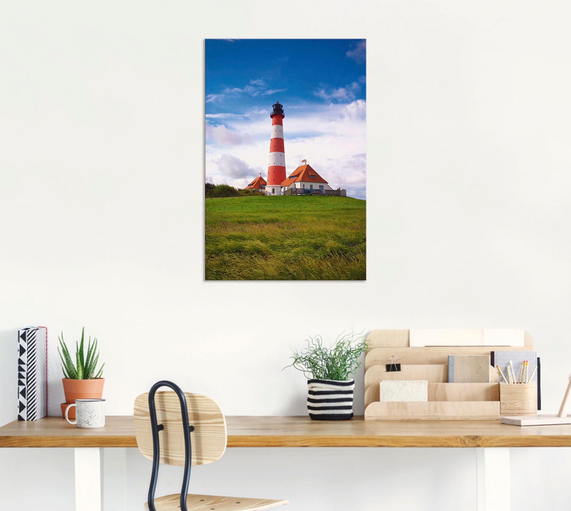 Artland Alu-Dibond-Druck »Westerhever Leuchtturm« Gebäude 1 Stk. tlg. für Innen- und Aussenbereich geeignet, Outdoorbild
