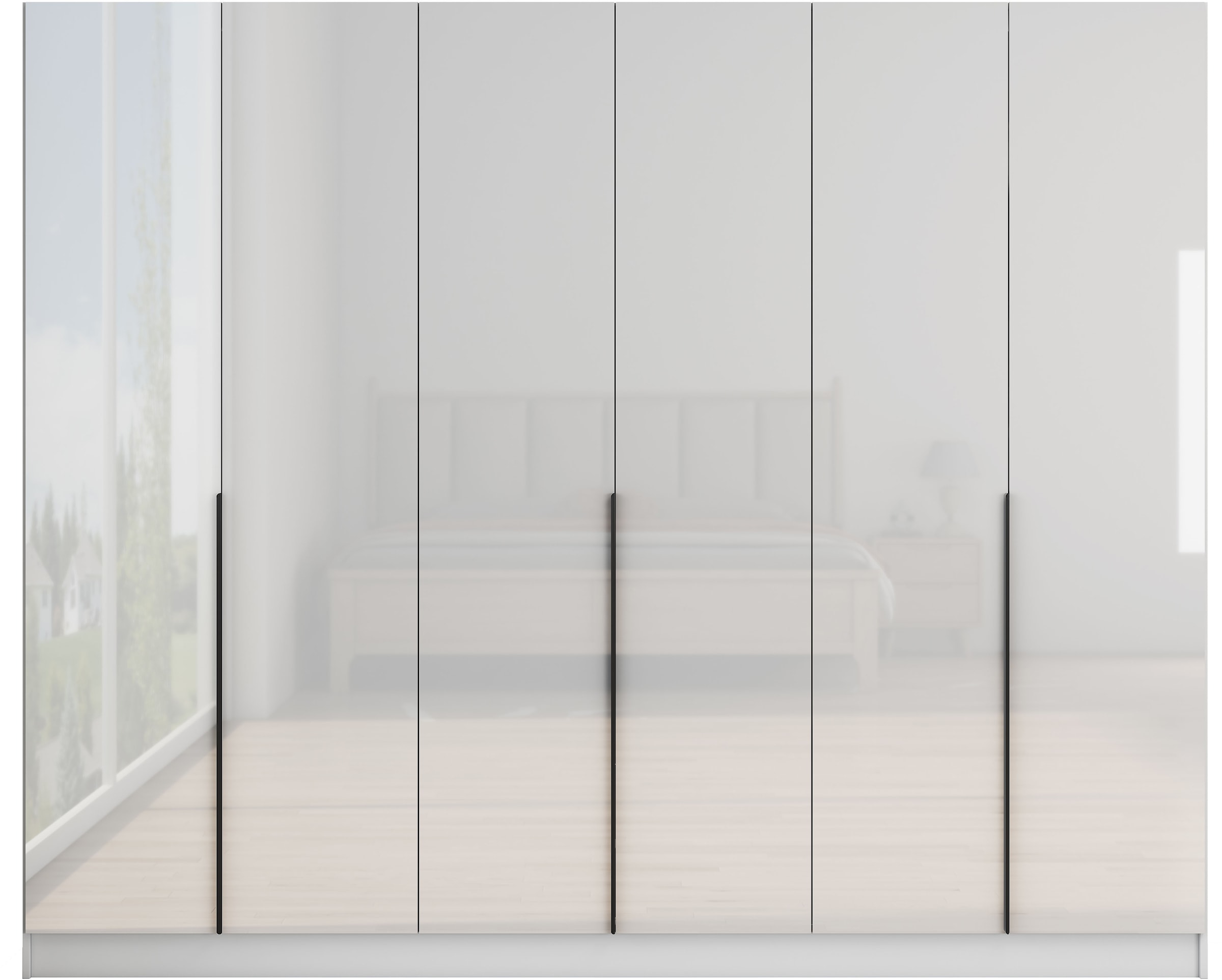 GOODproduct Kleiderschrank »Annor Schlafzimmerschrank Breite 242cm hochglanz Schrank Garderobe« Drehtürenschrank mit perfekter Innenausstattung - elegante Türgriffe