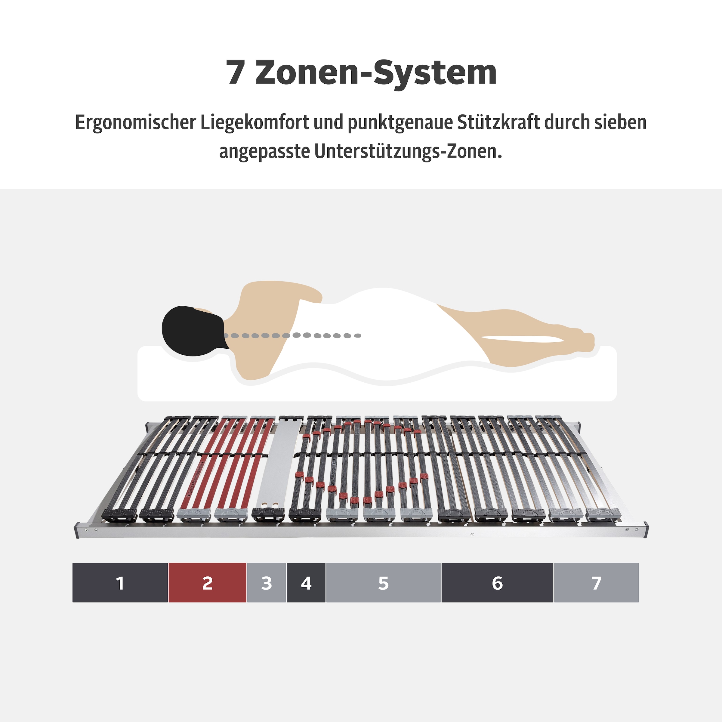Home affaire Lattenrost »Imke, 90x200, 140x200 cm und weiteren Grössen« Lattenrost für alle Matratzen, langlebig, ergonomisch, 7-Zonen