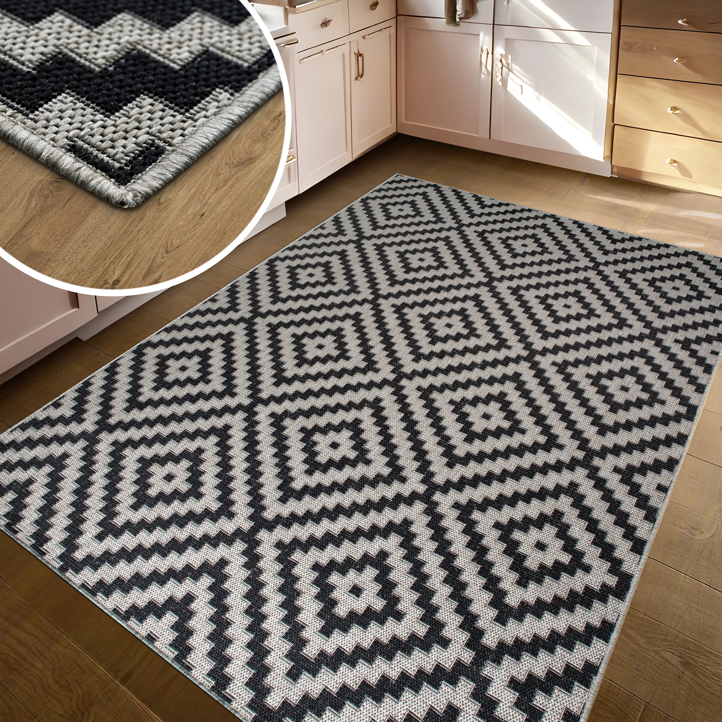 my home Tapis »Cordoba auch als Läufer erhältlich« Rectangulaire 3 mm Höhe In- und Outdoor geeignet, Sisal-Optik, Wetterfest & UV-beständig, Boho