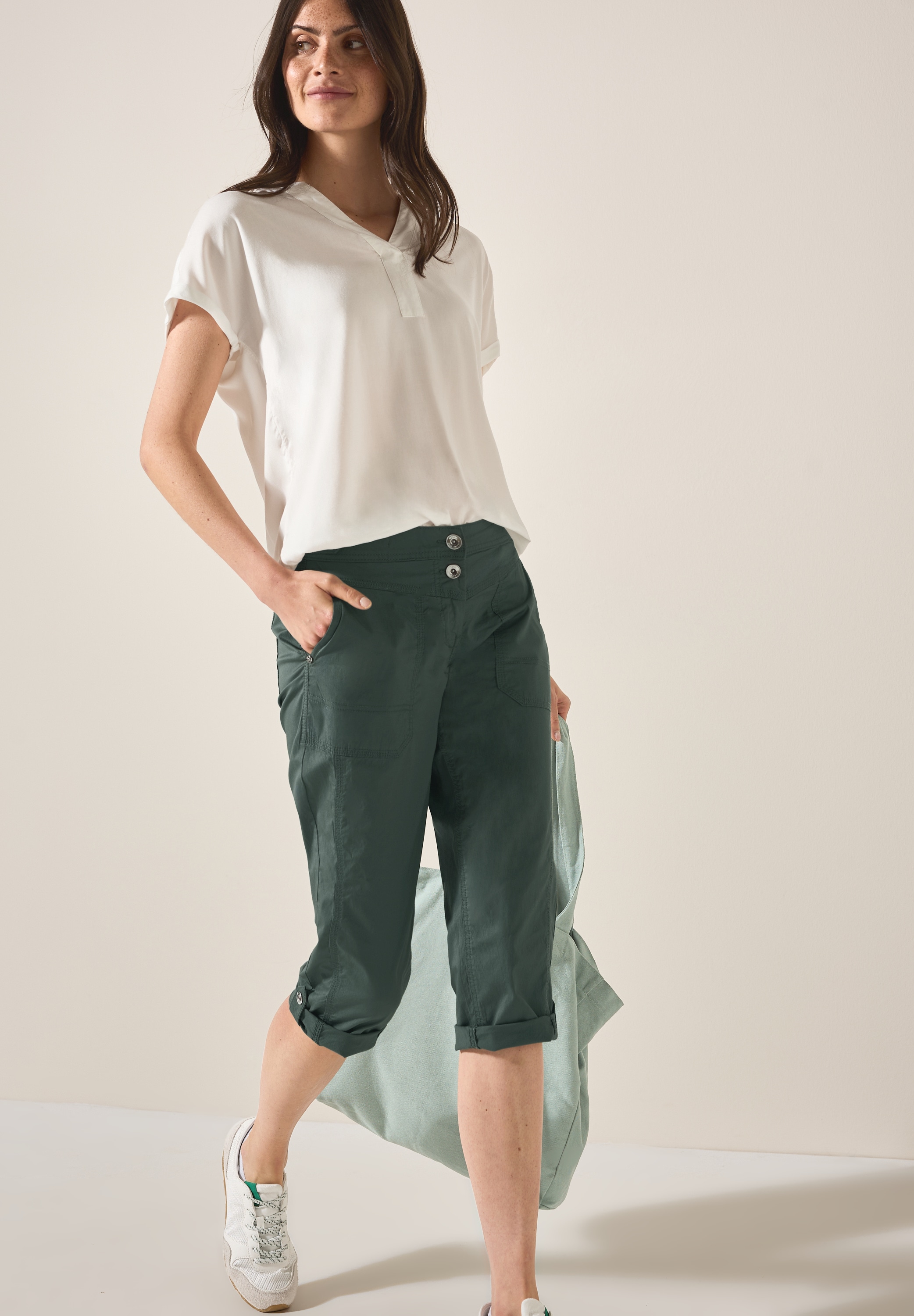 Cecil Pantalon capri »Style New York«  Sommerhose mit Knopfdetails am Bund