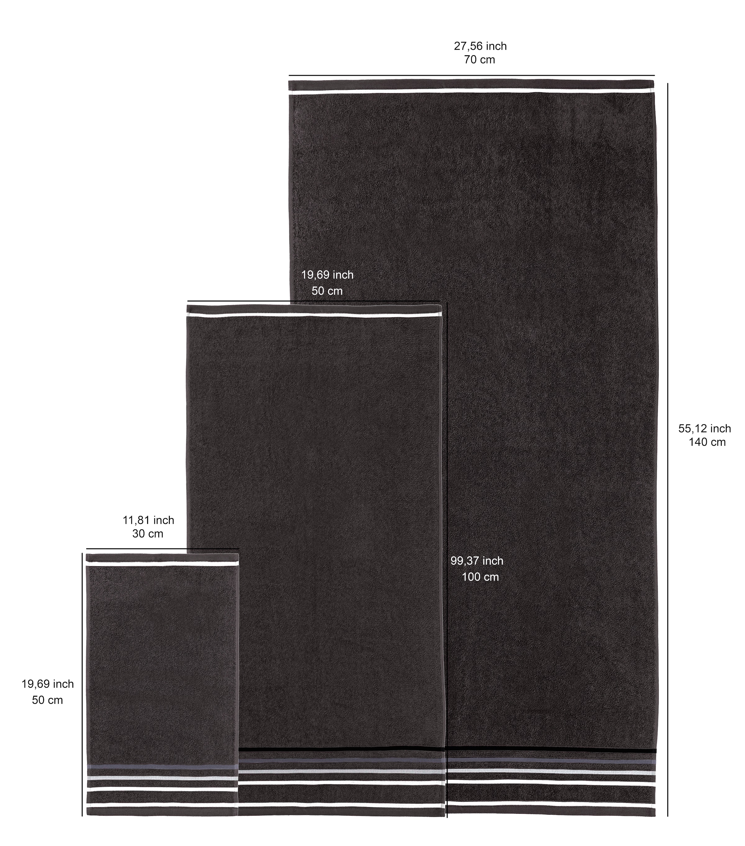 my home Handtuch Set »Niki, Duschtuch, Handtücher und Gästetücher« Set Walkfrottee Handtücher mit mehrfarbiger Streifenbordüre, weich, aus 100% Baumwolle