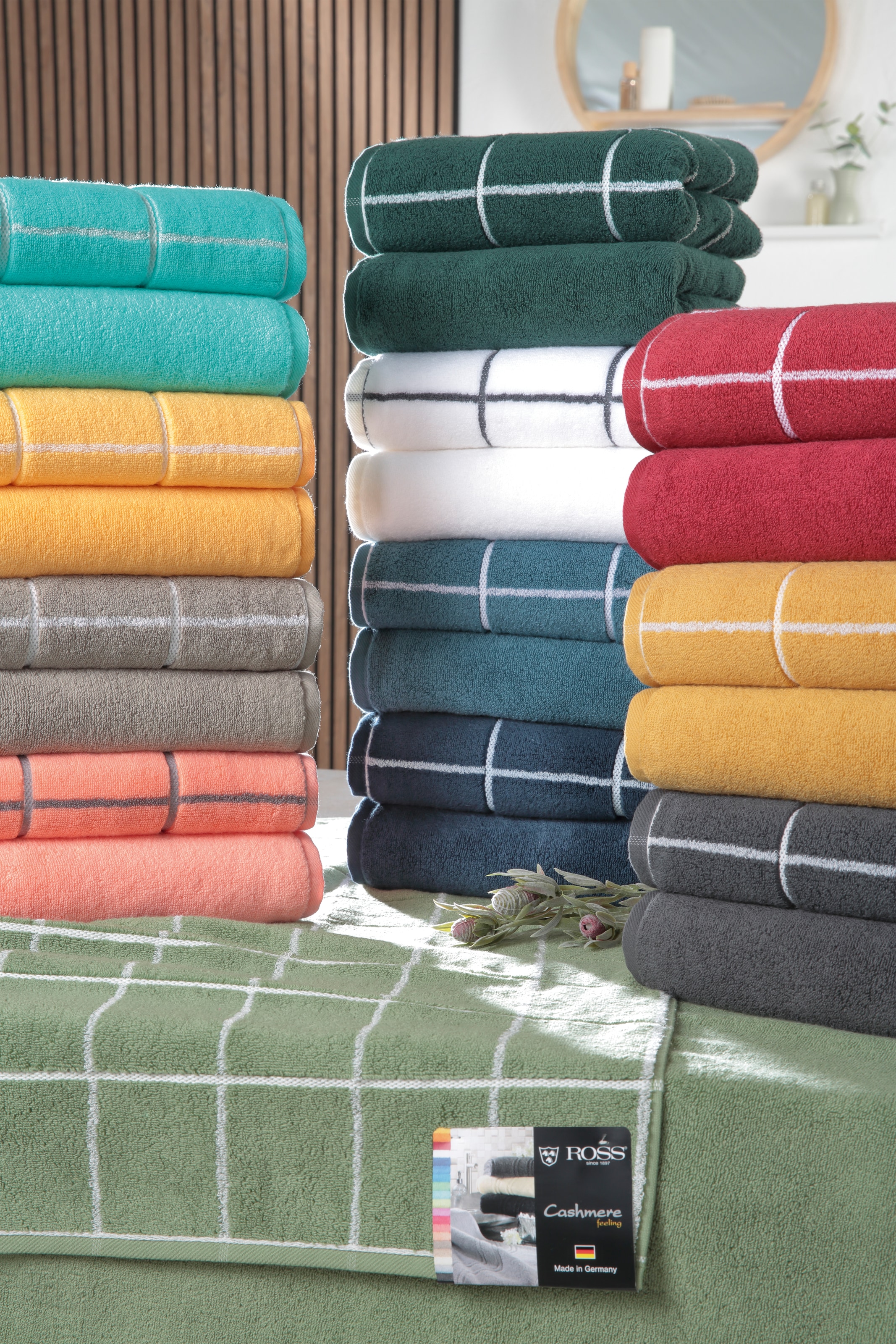 ROSS Gant de toilette »Überkaro 9032« 100% coton, made in Germany