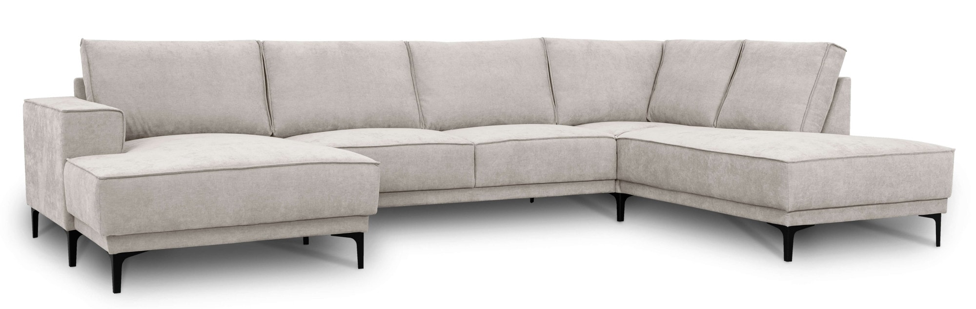 GOODproduct Paysage de salon »OLAND Struktur fein U-Form, XXL, B: 345 cm, Skandi-Design« Forme en U, 345 cm, suspension à ressorts ondulés, design scandinave, pieds en métal