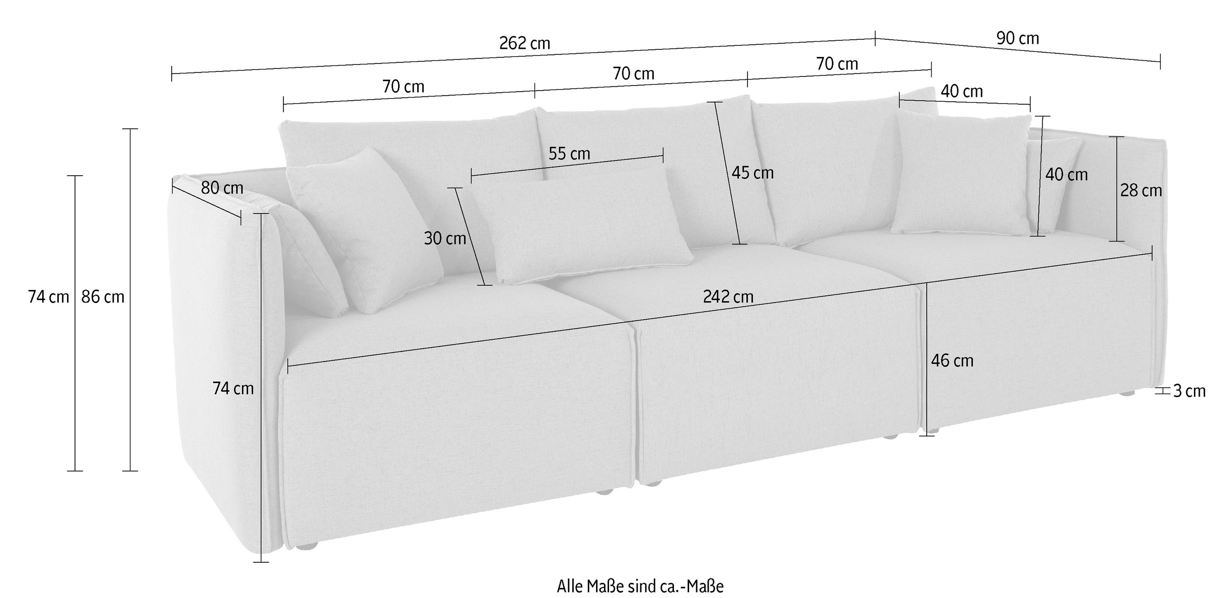 GOODproduct 3-Sitzer »Nöre« 3 Teile, in vielen Bezugsqualitäten und Farben s. auch "Nöre"