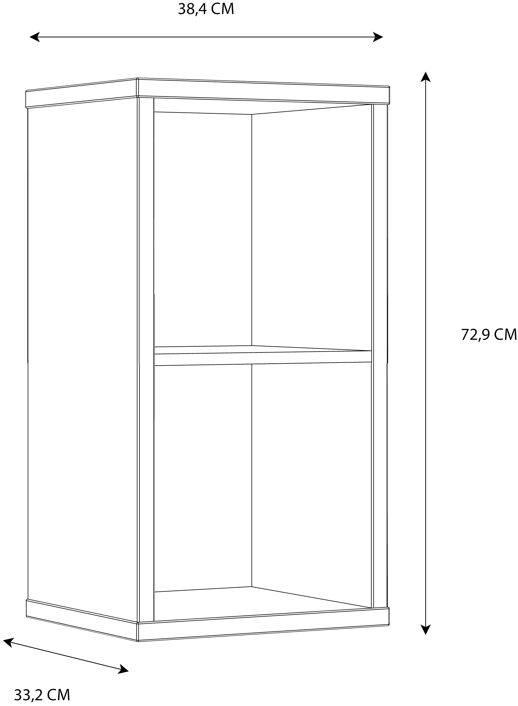 FORTE »Mauro« étagère à 2 compartiments, L/H/P 38,2x72,9x32,9 cm, revêtement durable