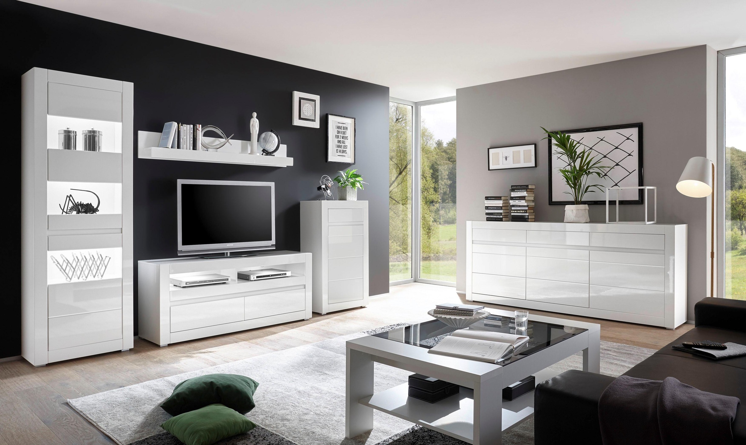 Home affaire Sideboard »Carat« Breite 217 cm, wird mit zwei Leisten angeliefert, 1 x grau, 1 x weiss