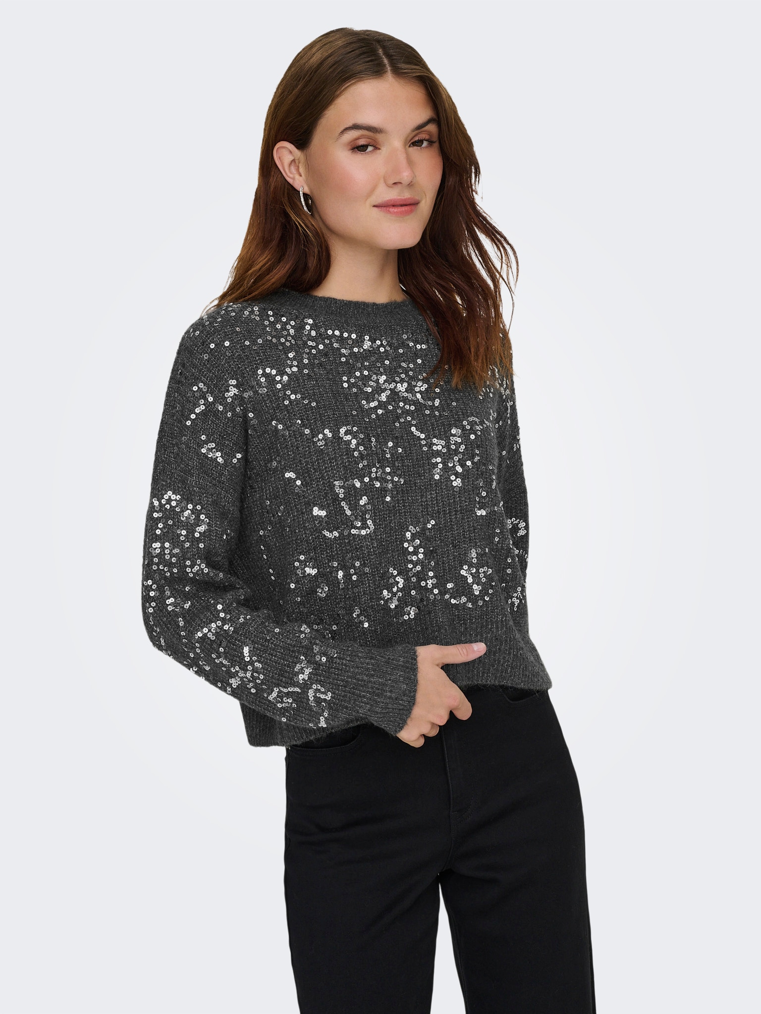 ONLY Pull à col rond »ONLALTA LS SEQUIN O-NECK KNT«
