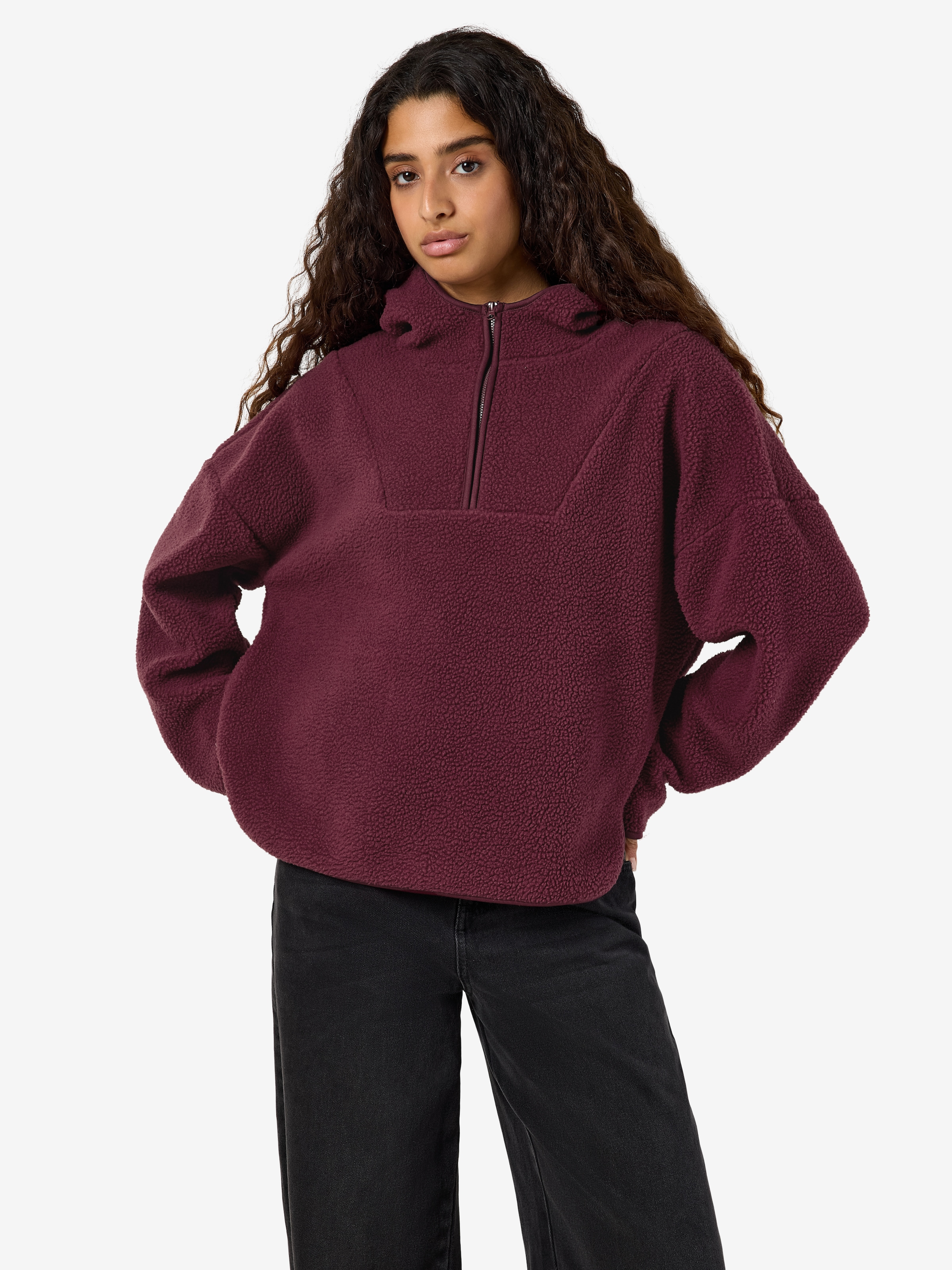 Noisy may Pull en polaire »NMCOZY L/S HALFWAY ZIP SWEATER JRS NOOS«, Polyester, coupe décontractée
