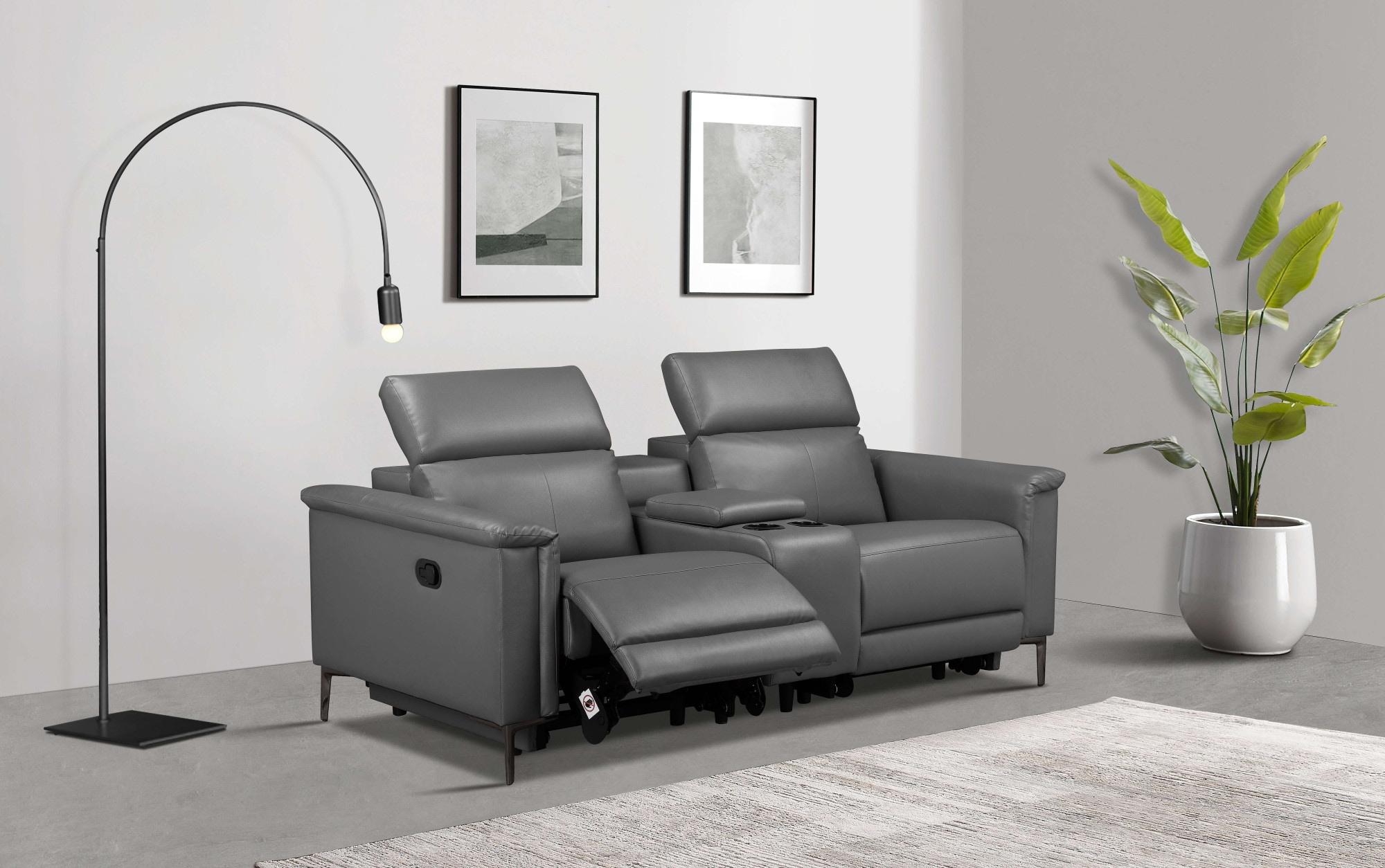 GOODproduct 2-places »LUND,Lederoptik, Kinosofa, Relaxfunktion, TV-Sessel, man./elektrisch« électrique avec USB-A, réglage de la tête, porte-boissons et compartiment de rangement