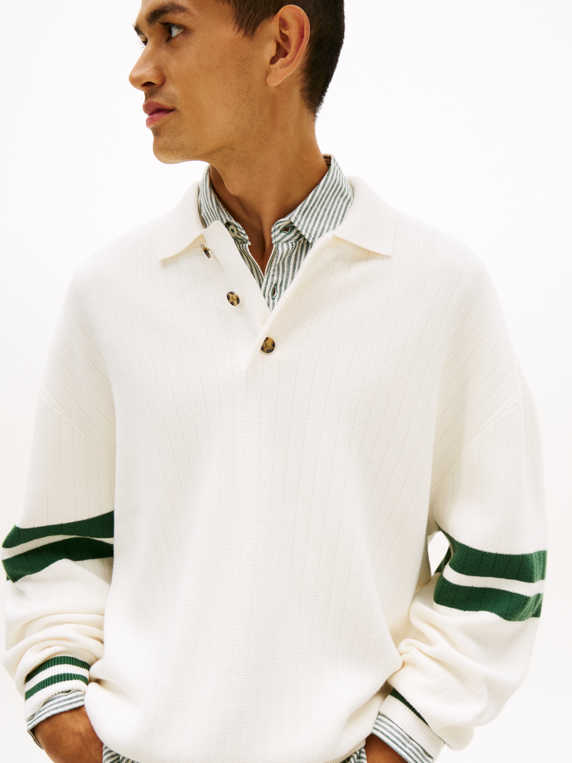 Tommy Jeans Polokragenpullover »TJM  90S BLOCK KNITTED« Relaxed fit mit Streifendetails