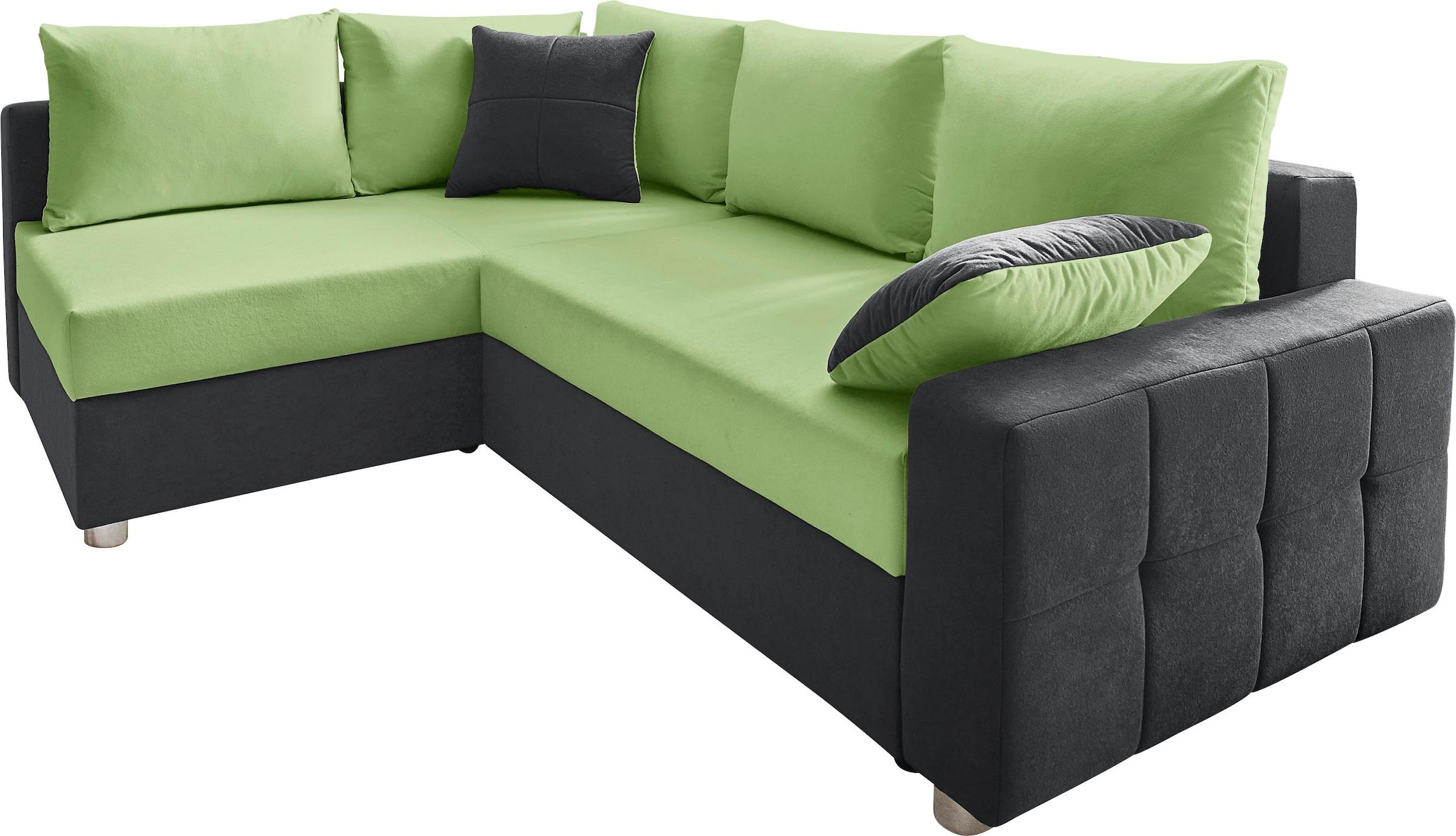 COLLECTION AB Canapé d'angle »Parma L-Form, B: 224 cm« fonction lit, coffre-lit & 2 coussins décoratifs, ressorts ensachés