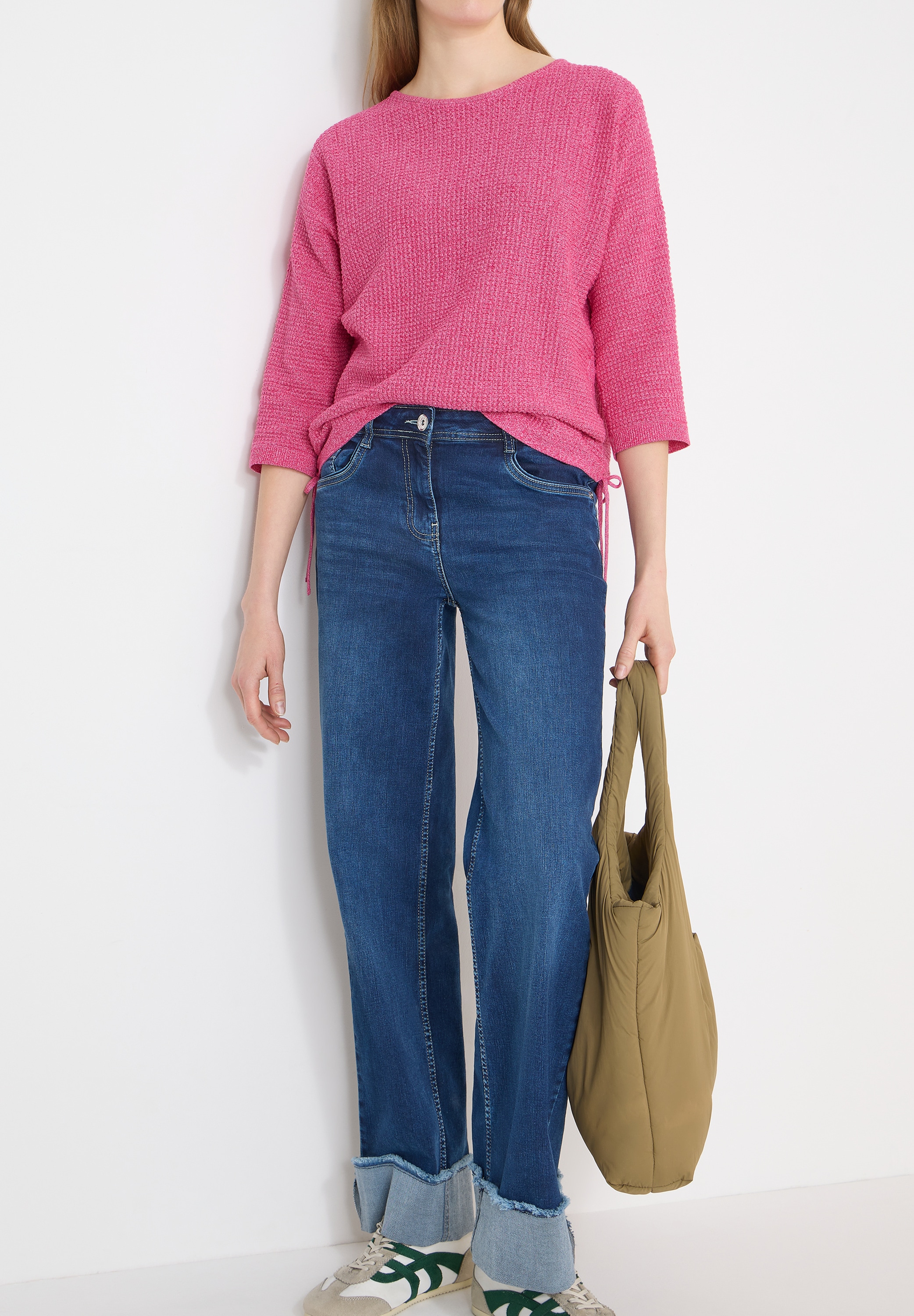 Cecil Pull à manches 3/4 mit seitlicher Raffung und Bindebändern