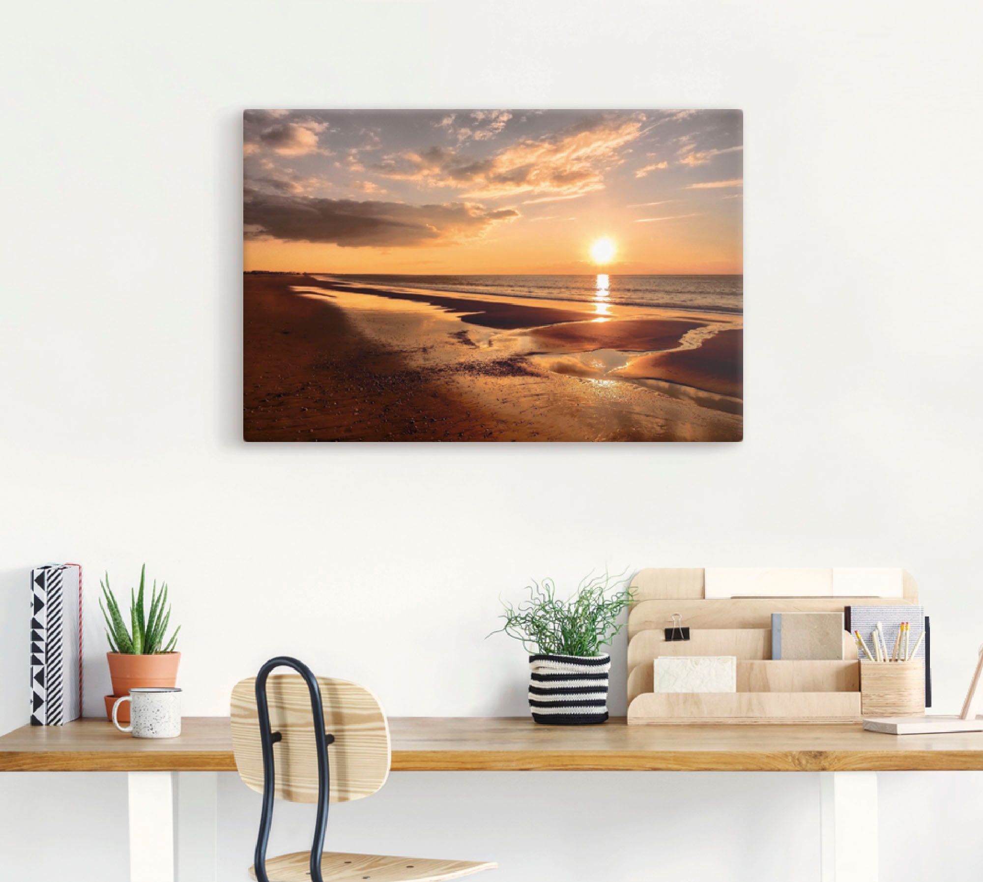 Artland Leinwandbild »Sonnenuntergang am Mittelmeer« Strand 1 Stk. tlg. auf Holzrahmen gespannt
