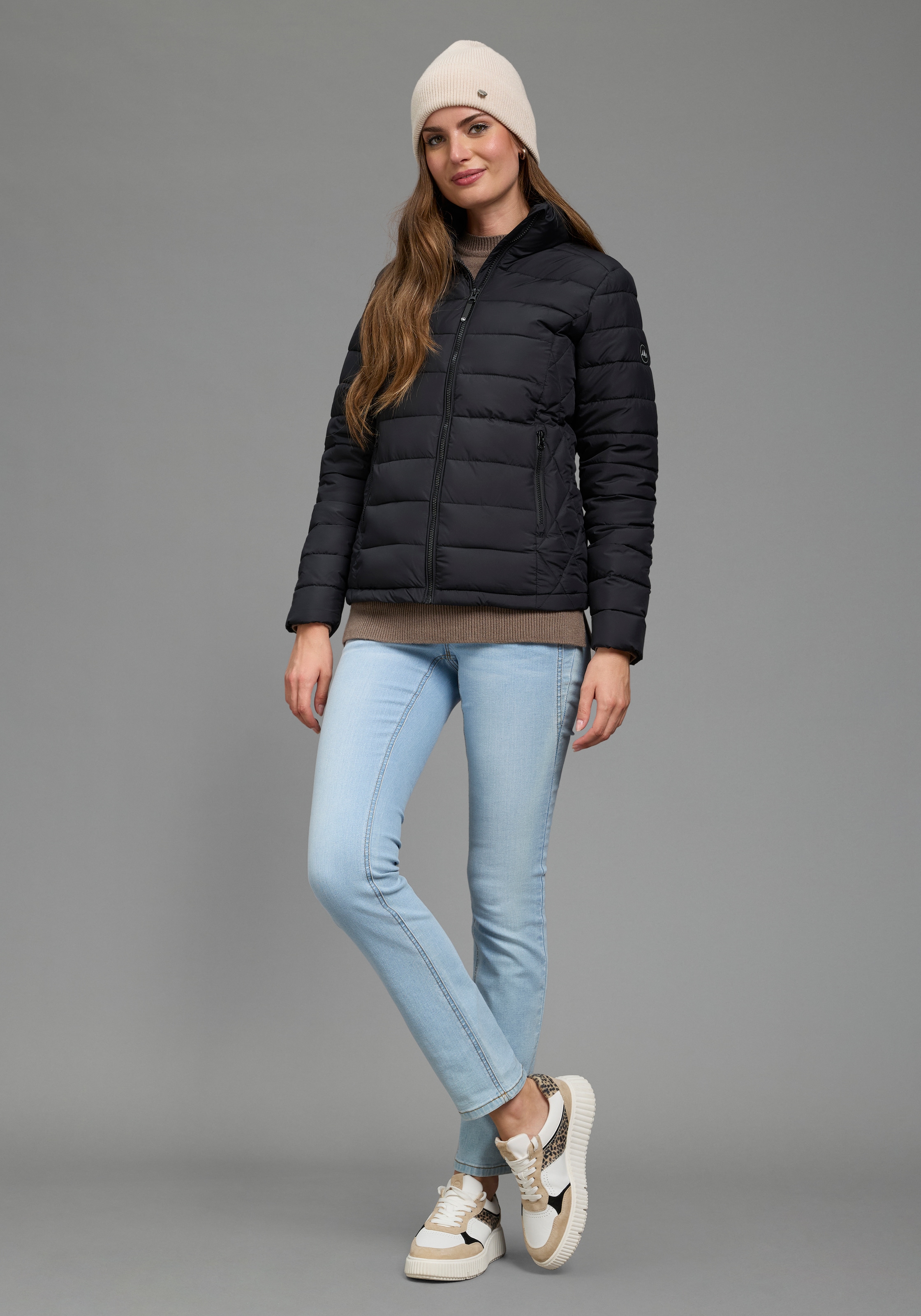 Polarino Veste matelassée veste légère de mi-saison avec empiècement latéral et col montant