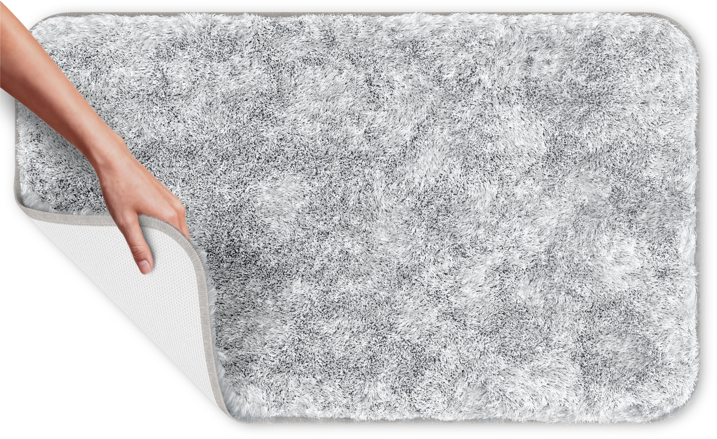 Grund Tapis de bain »Melos, Badvorleger, Badezimmer Teppich, sehr weich« Höhe 27 mm melierte Optik, sehr weicher Flor, Melange-Effekt, Made in Europe