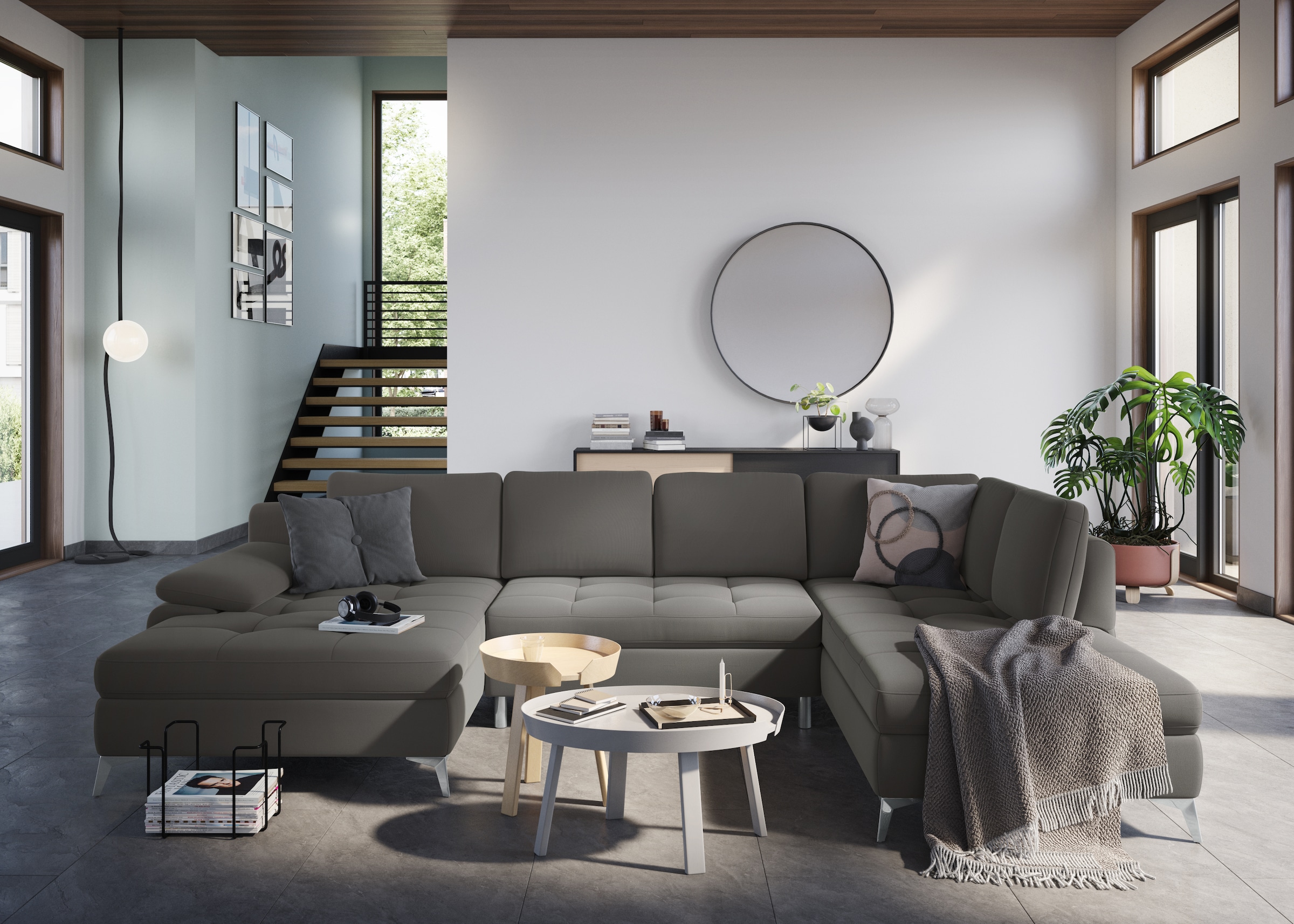 sit&more Wohnlandschaft »Latigo U-Form« mit Recamiere, wahlweise mit Bettfunktion und Bettkasten