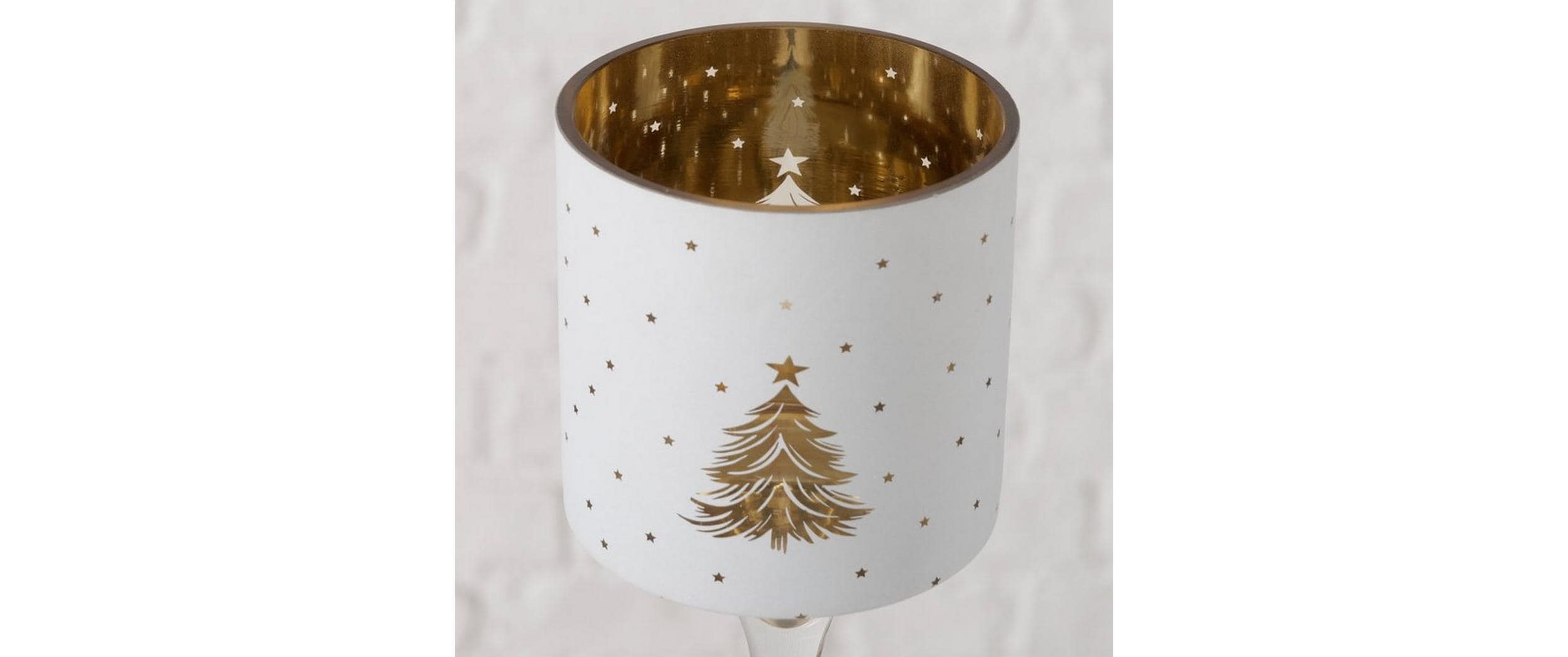 BOLTZE Photophore »Weihnachtswindlicht Stella 2-teilig, Gold/Weiss«