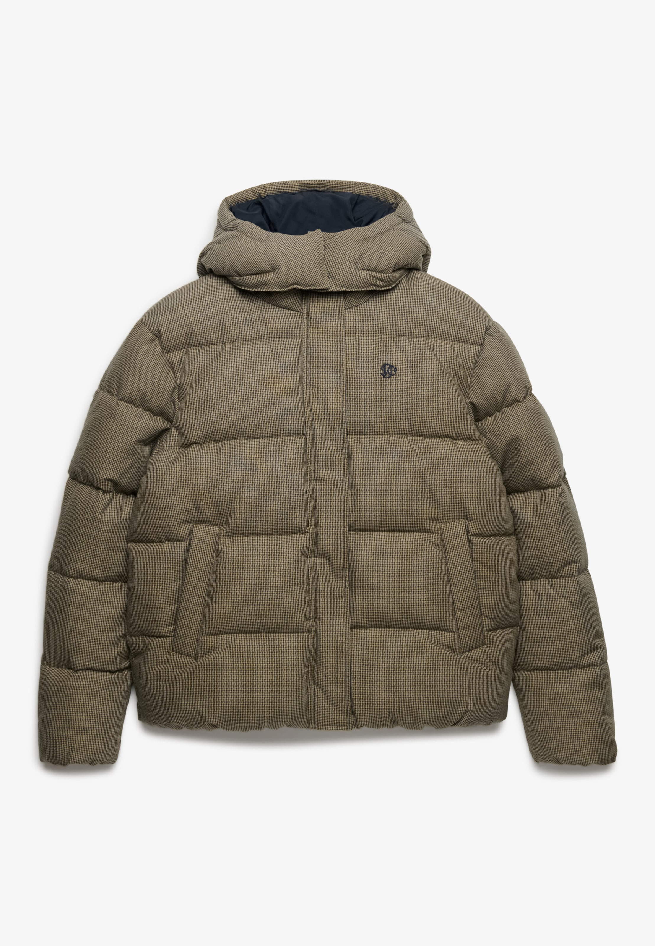 Superdry Steppjacke »PREMIUM HOOD CHECK PUFFER JKT« mit Kapuze Materialmix, relaxed fit, aussen aus Webstoff mit Hahnentritt-Muster