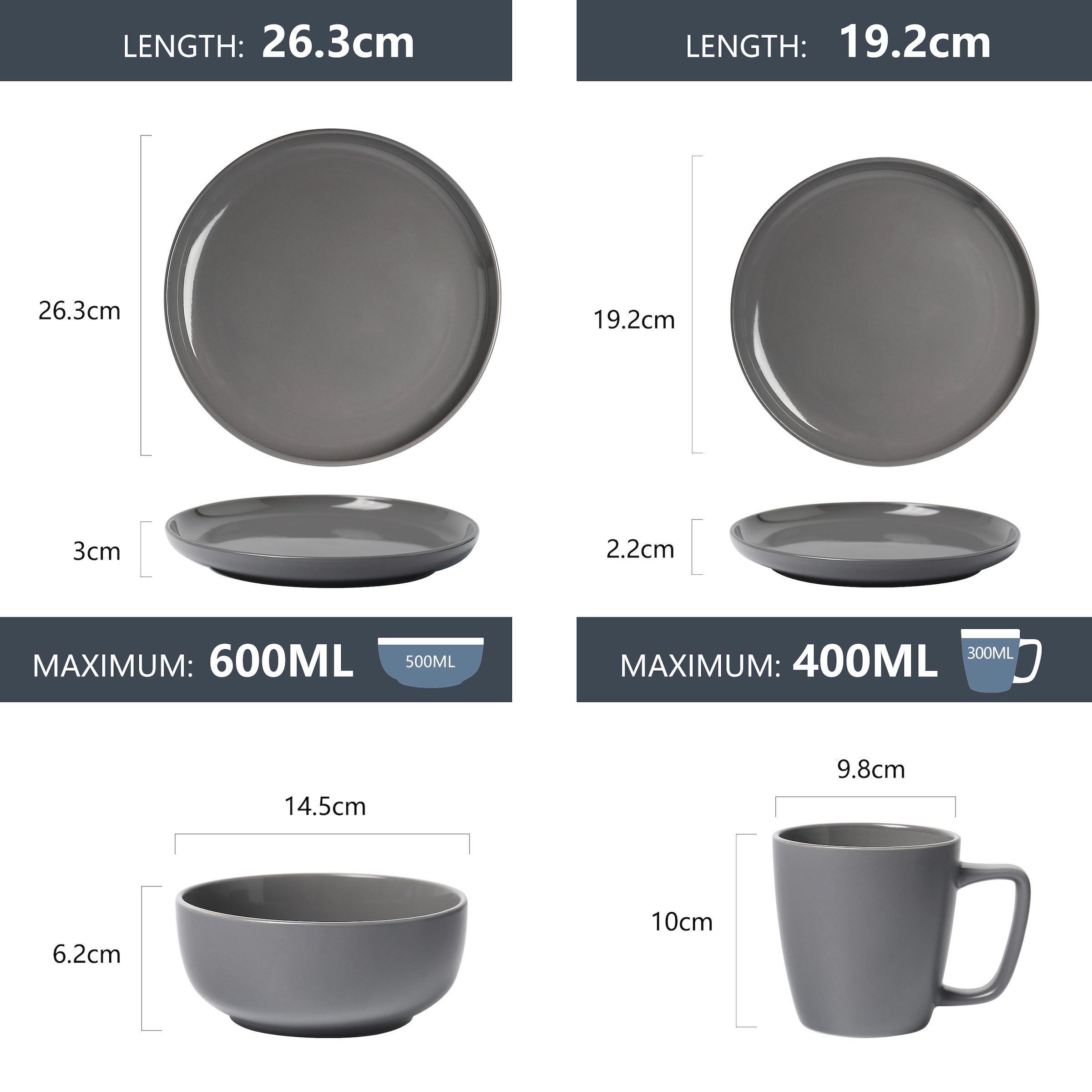 my home Geschirr-Set »Timula, aussen matt, innen glänzend« spülmaschinenfest und mikrowellengeeignet