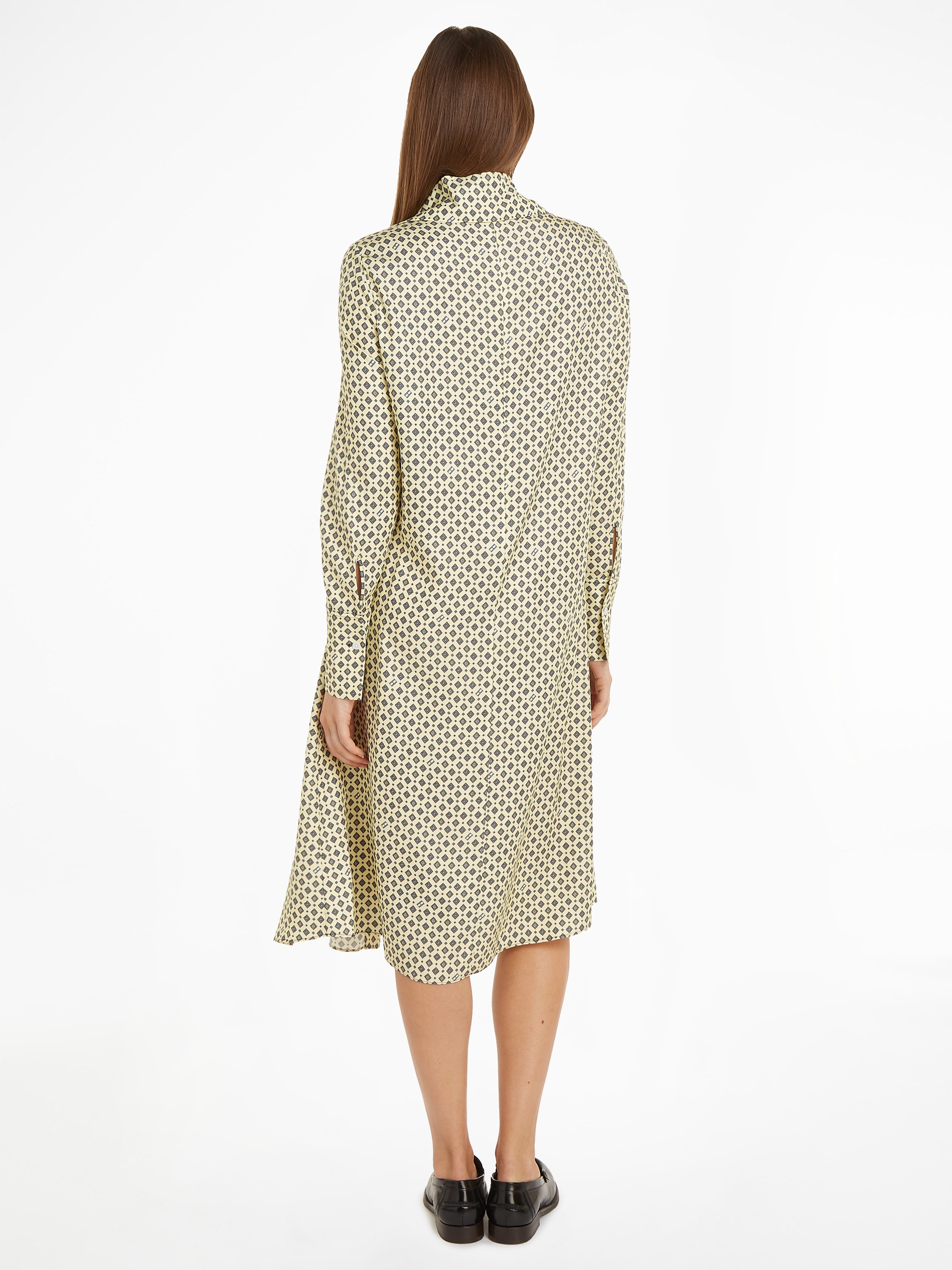 Tommy Hilfiger Robe chemisier »FOULARD DRAPED MIDI DRESS« mit Tommy Hilfiger Markenlabel