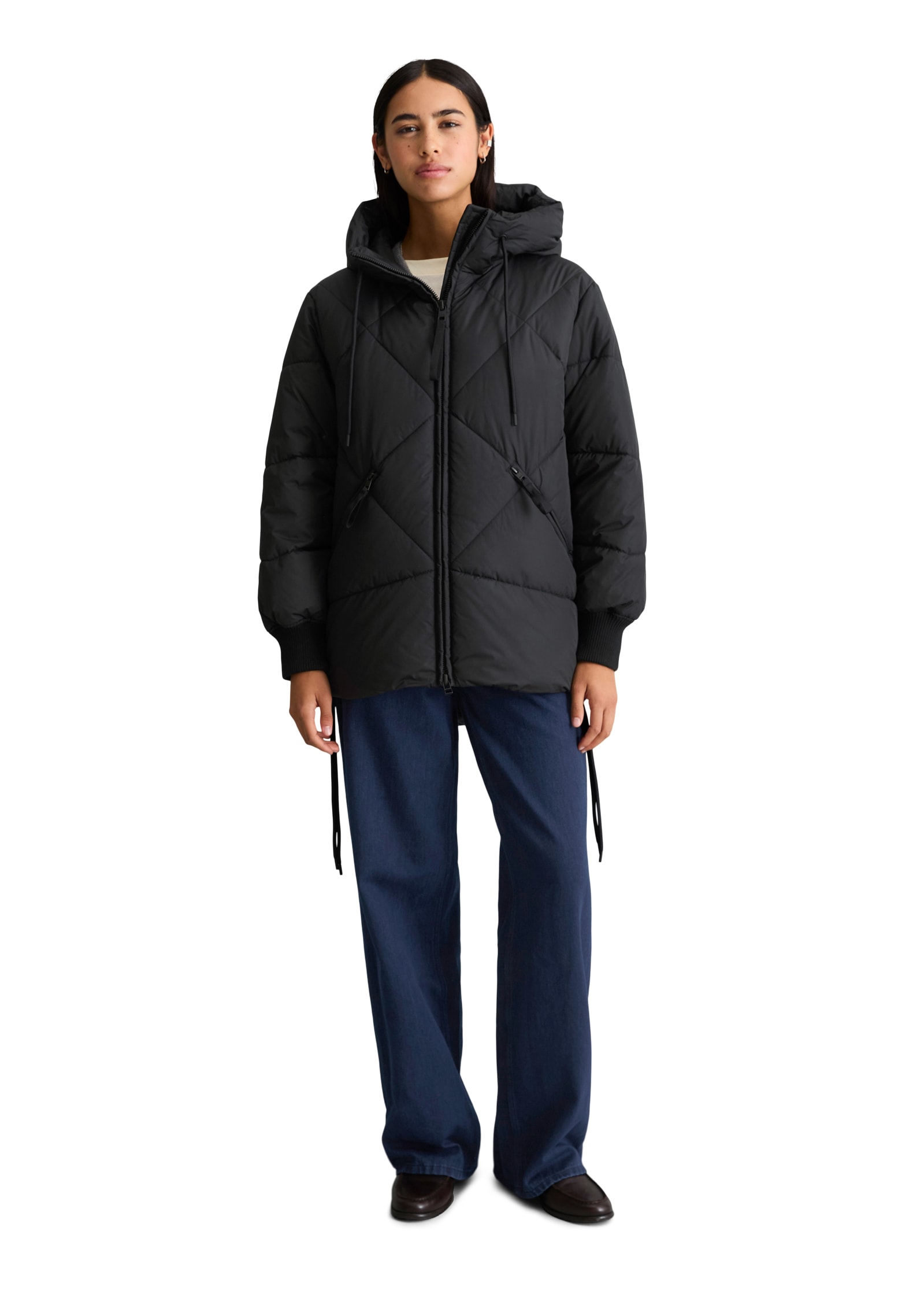 Marc O'Polo DENIM Veste matelassée avec capuche coupe décontractée en polyester recyclé, avec motif matelassé en losanges