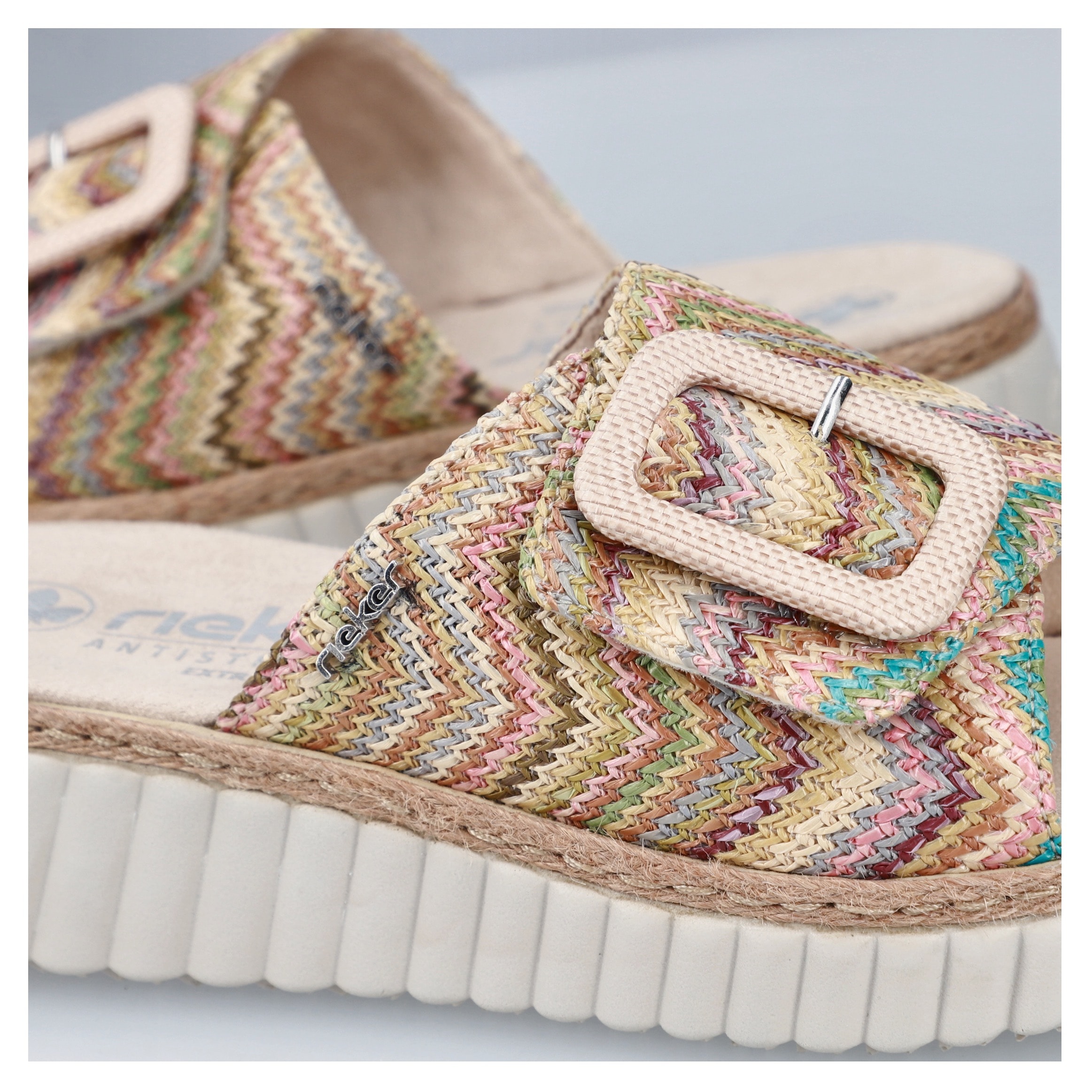 Rieker Keilpantolette  Sommerschuh, Strandschuh, Hausschuh mit praktischem Klettverschluss