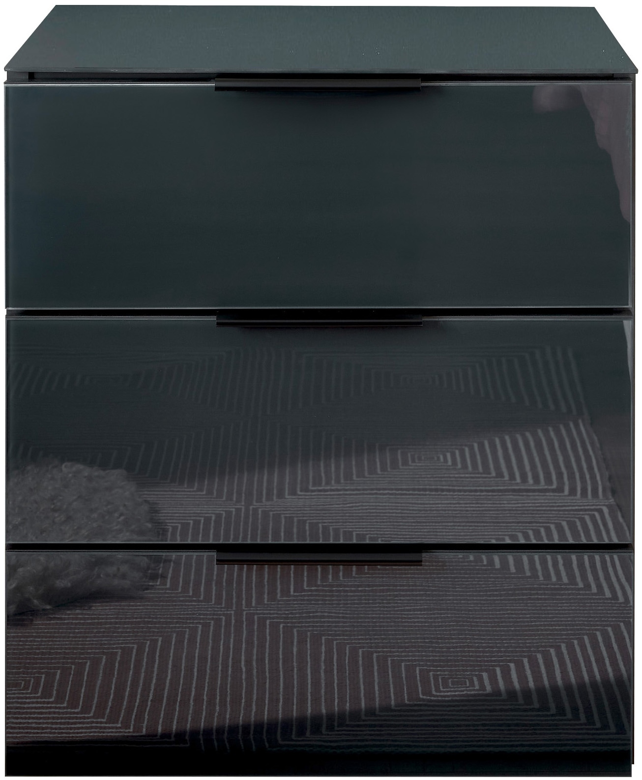 Schlafkontor Nachtkommode »Pari Nachtkonsole, Nachtschrank, Nachttisch« mit 3 Schubkastenfronten aus Glas