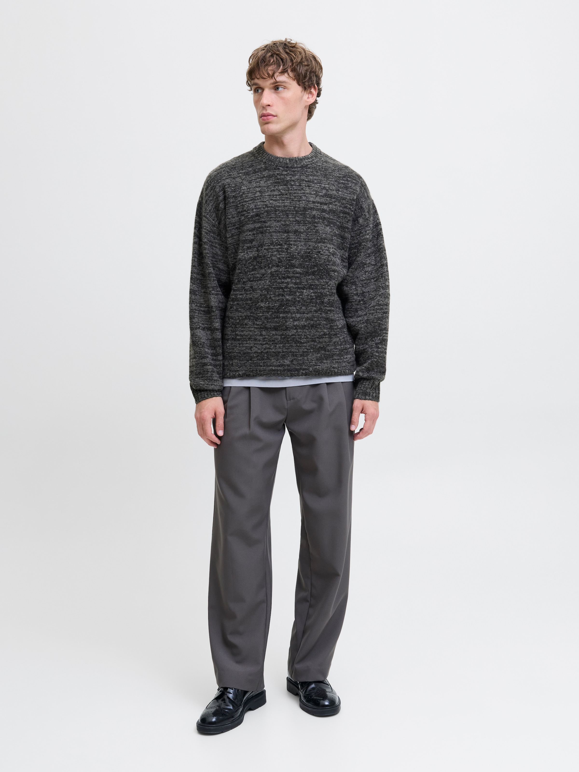 Jack & Jones Pull à col rond »JJESOHO OLLIE KNIT CREW NECK SN« mélange de matières, coupe décontractée